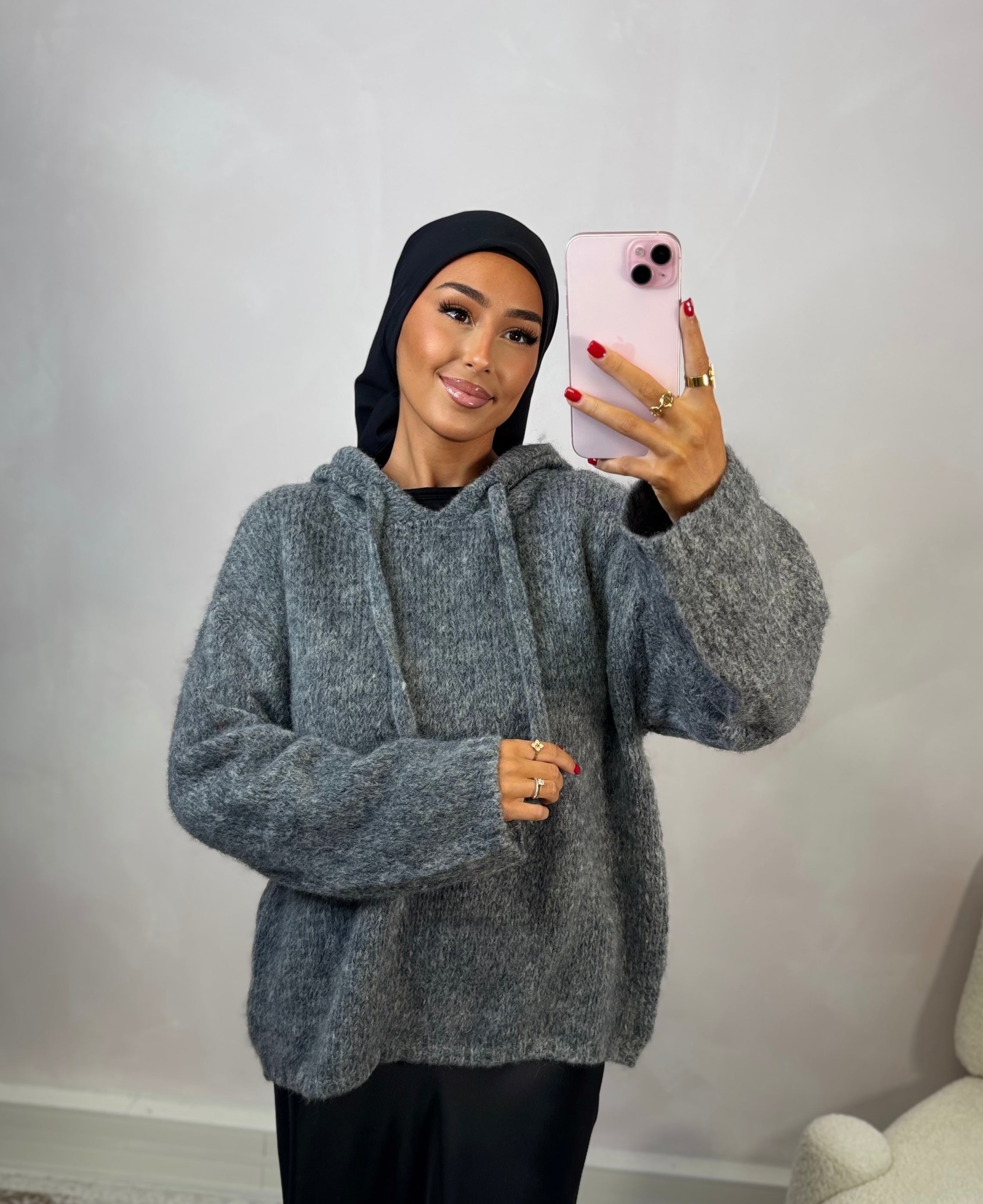 Knitted sweatshirt - anthracite gray