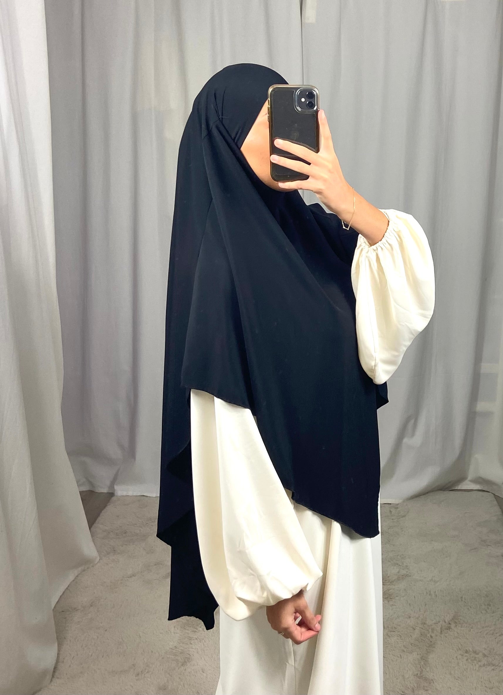 Khimar en soie de medine - BLACK