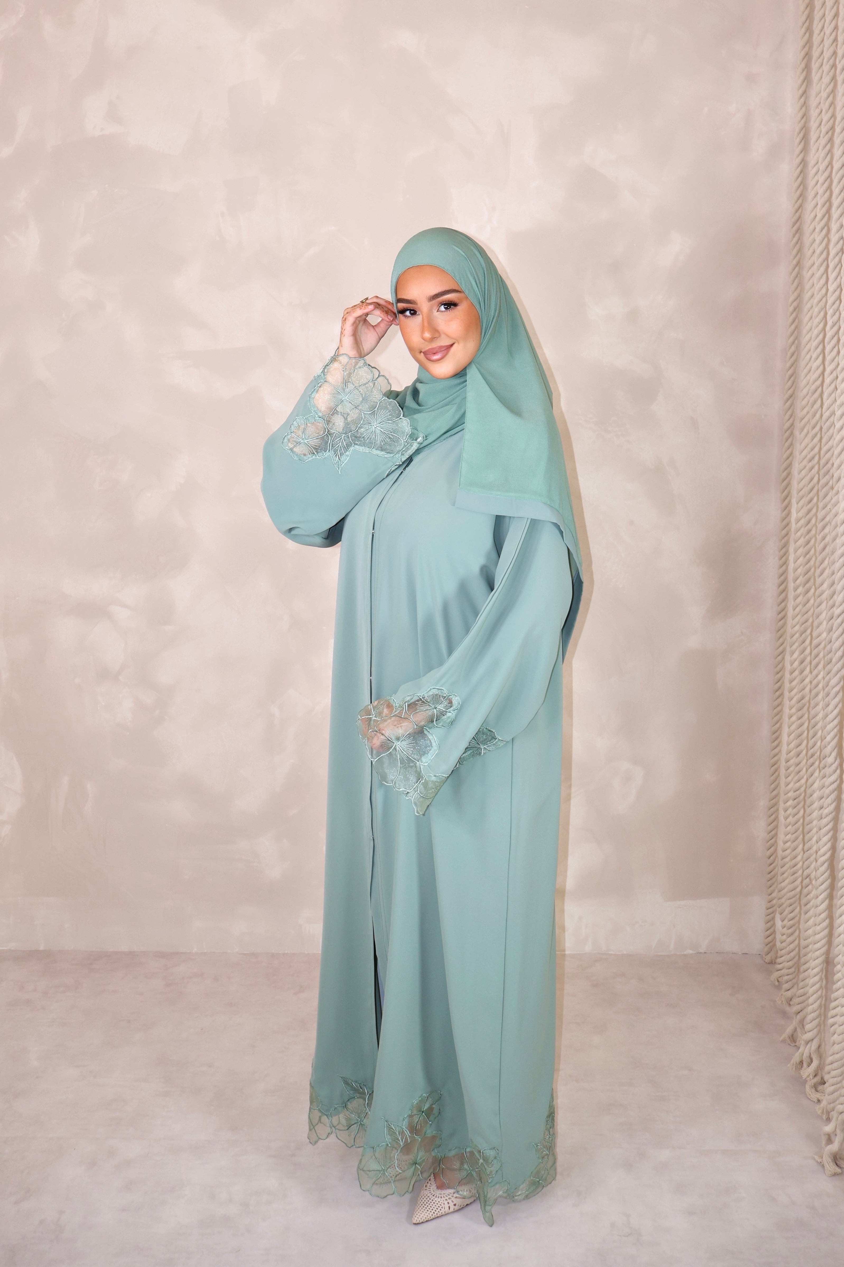 Abaya de Dubai (n113) - ARABIA AQUA GREEN