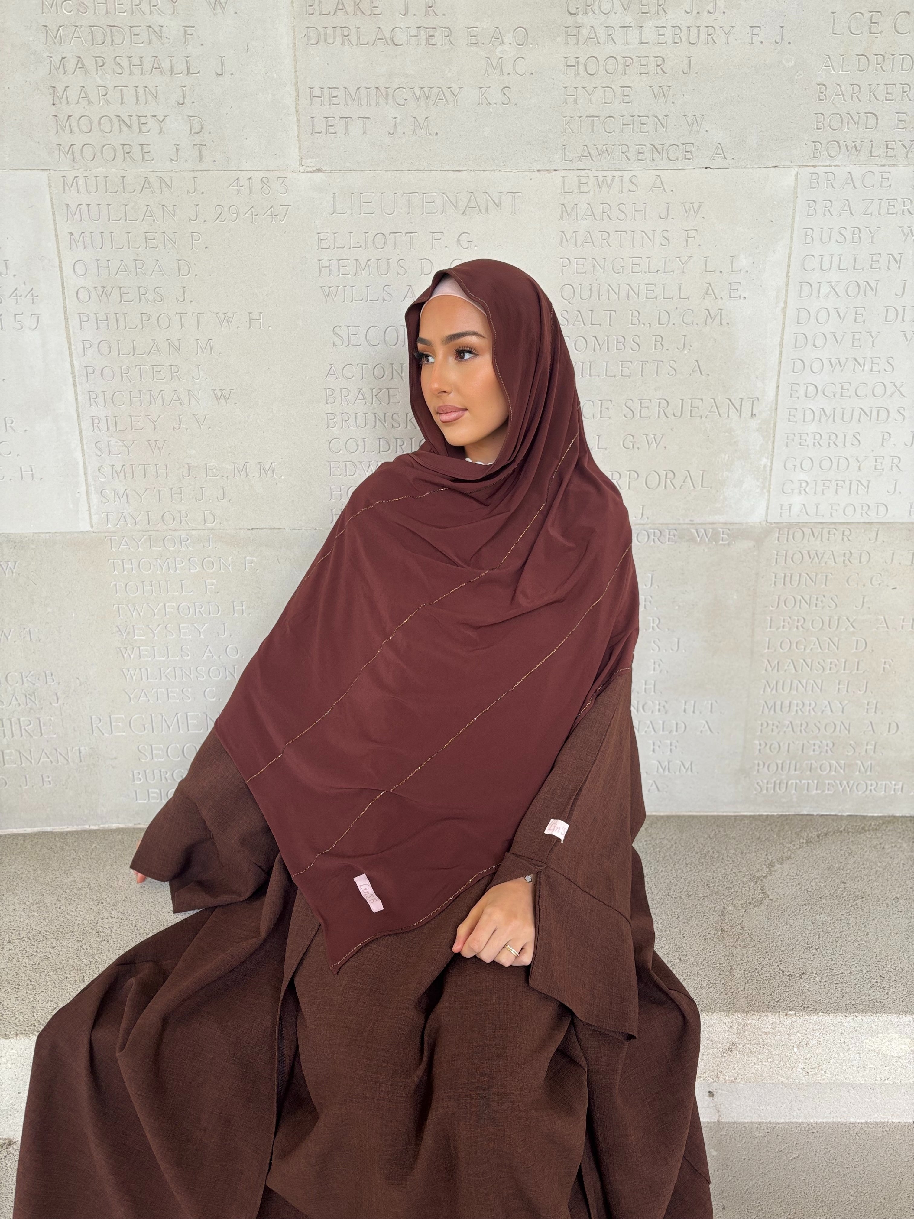 LIN'S B Premium Luxus Jersey mit Strasssteinen - Kakao