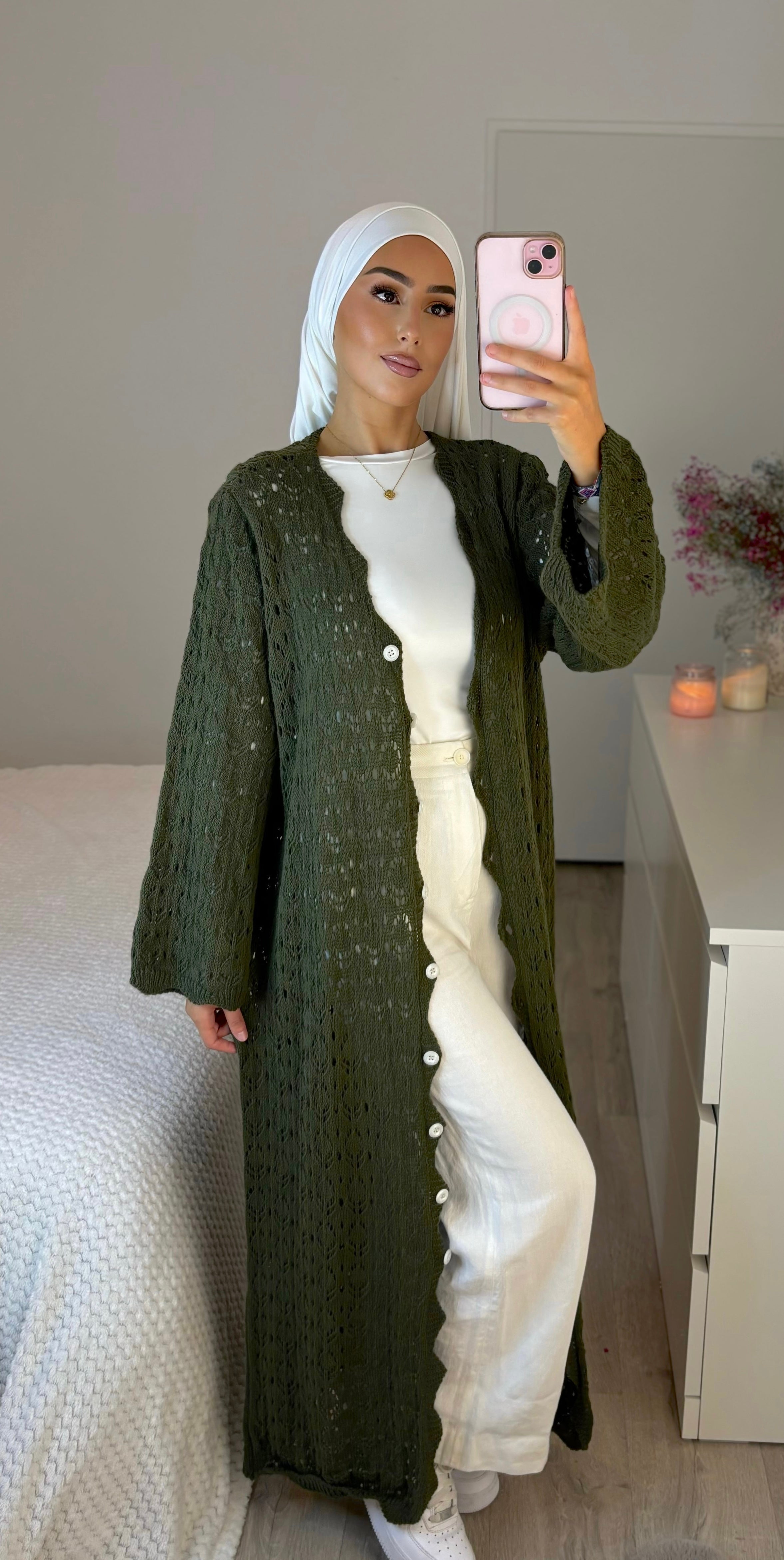 Crochet vest - dark khaki