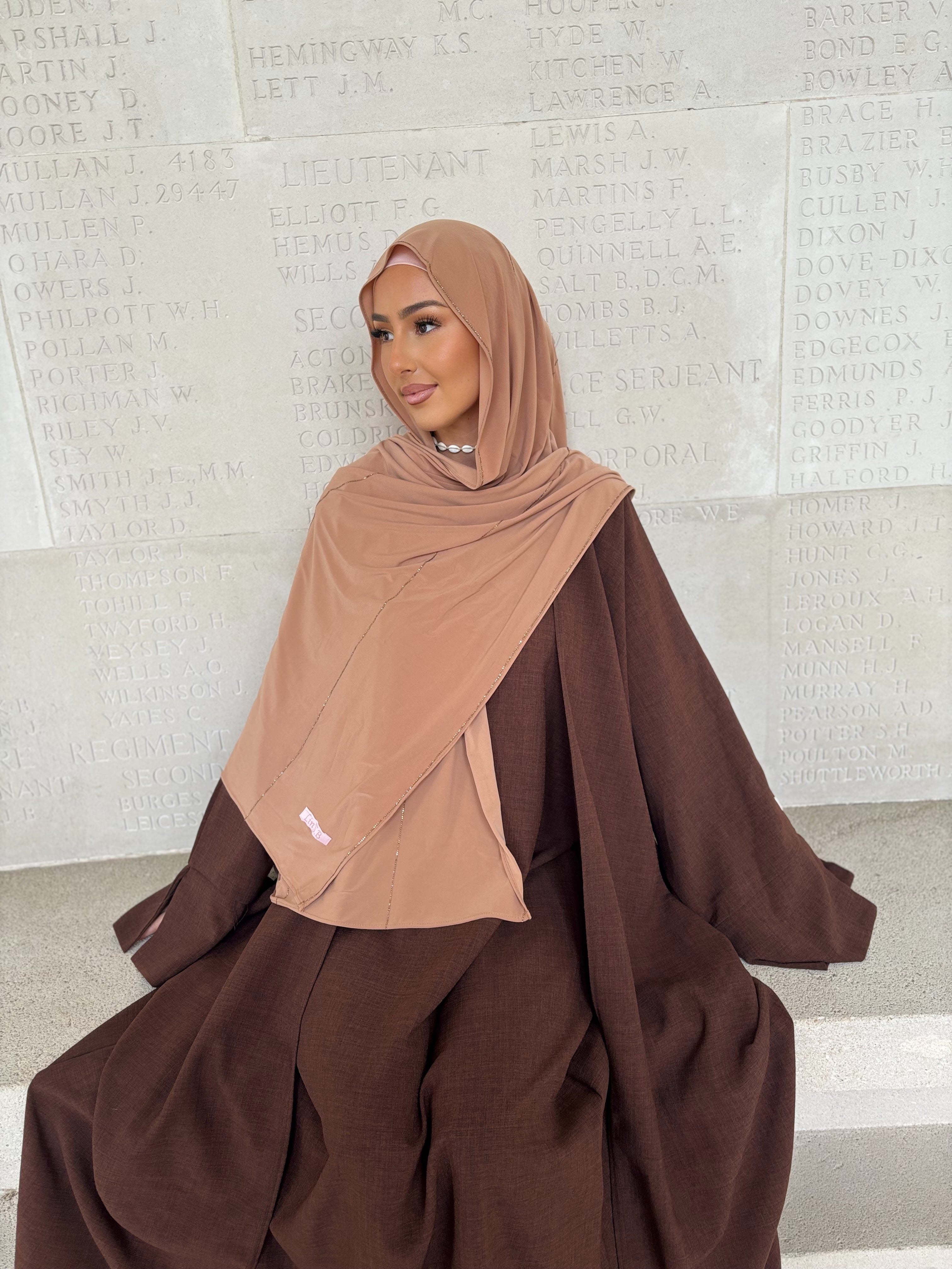 LIN'S B Luxury Premium Jersey with rhinestones - cappuccino