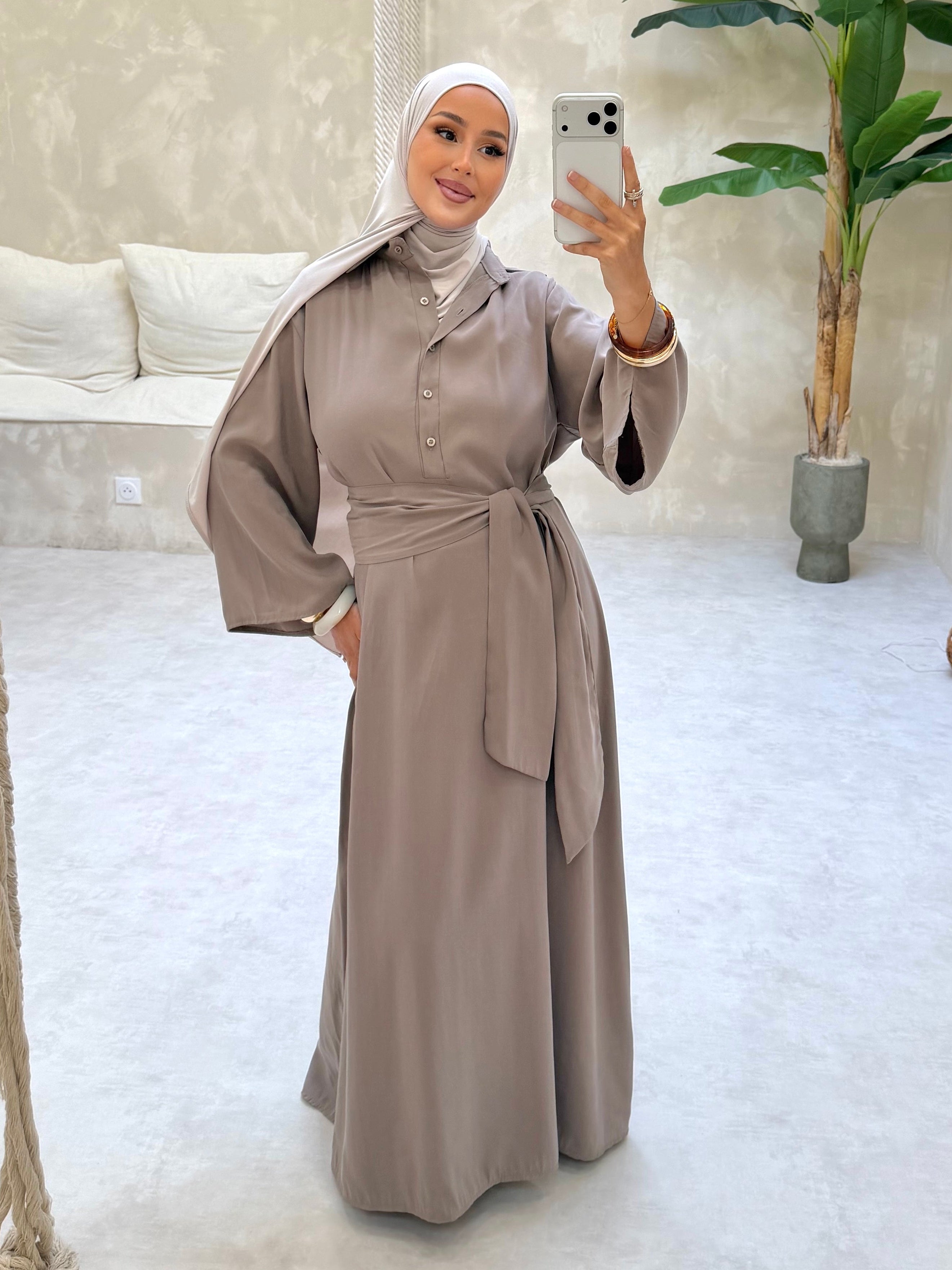 Robe chemise - taupe
