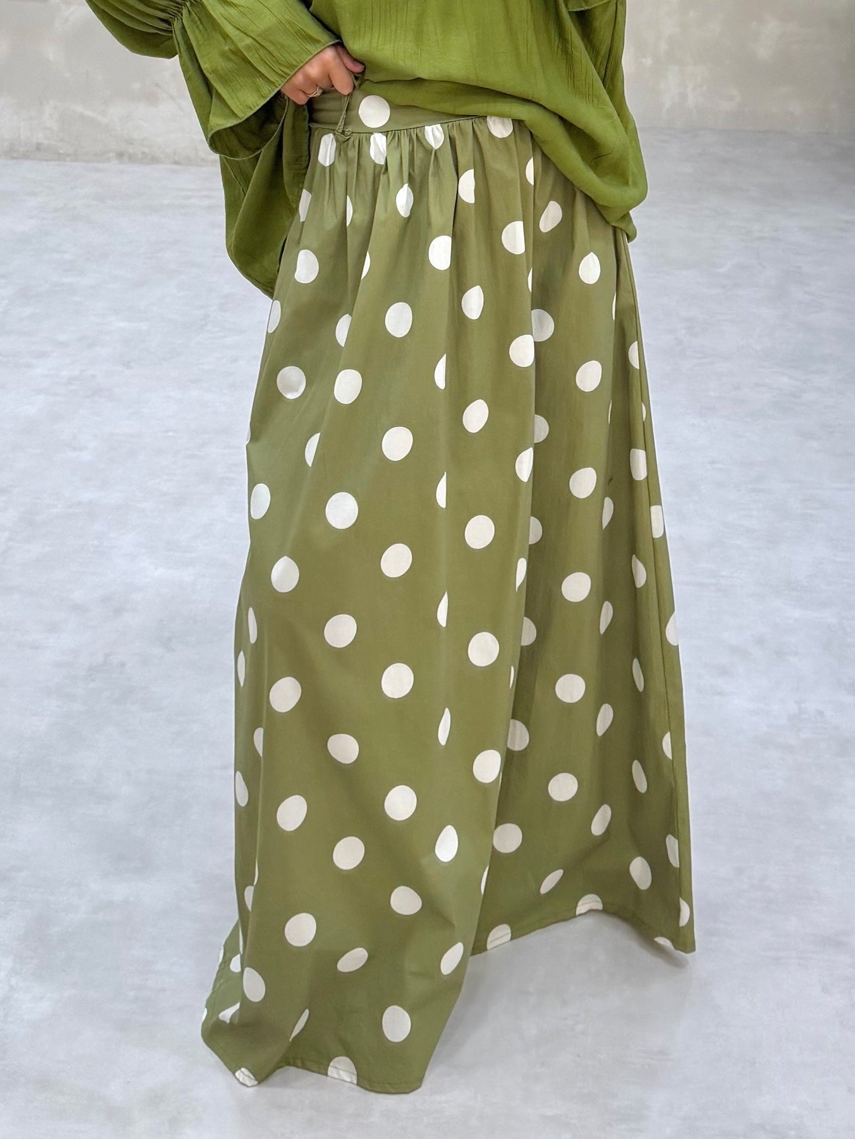 Jupe pois - olive