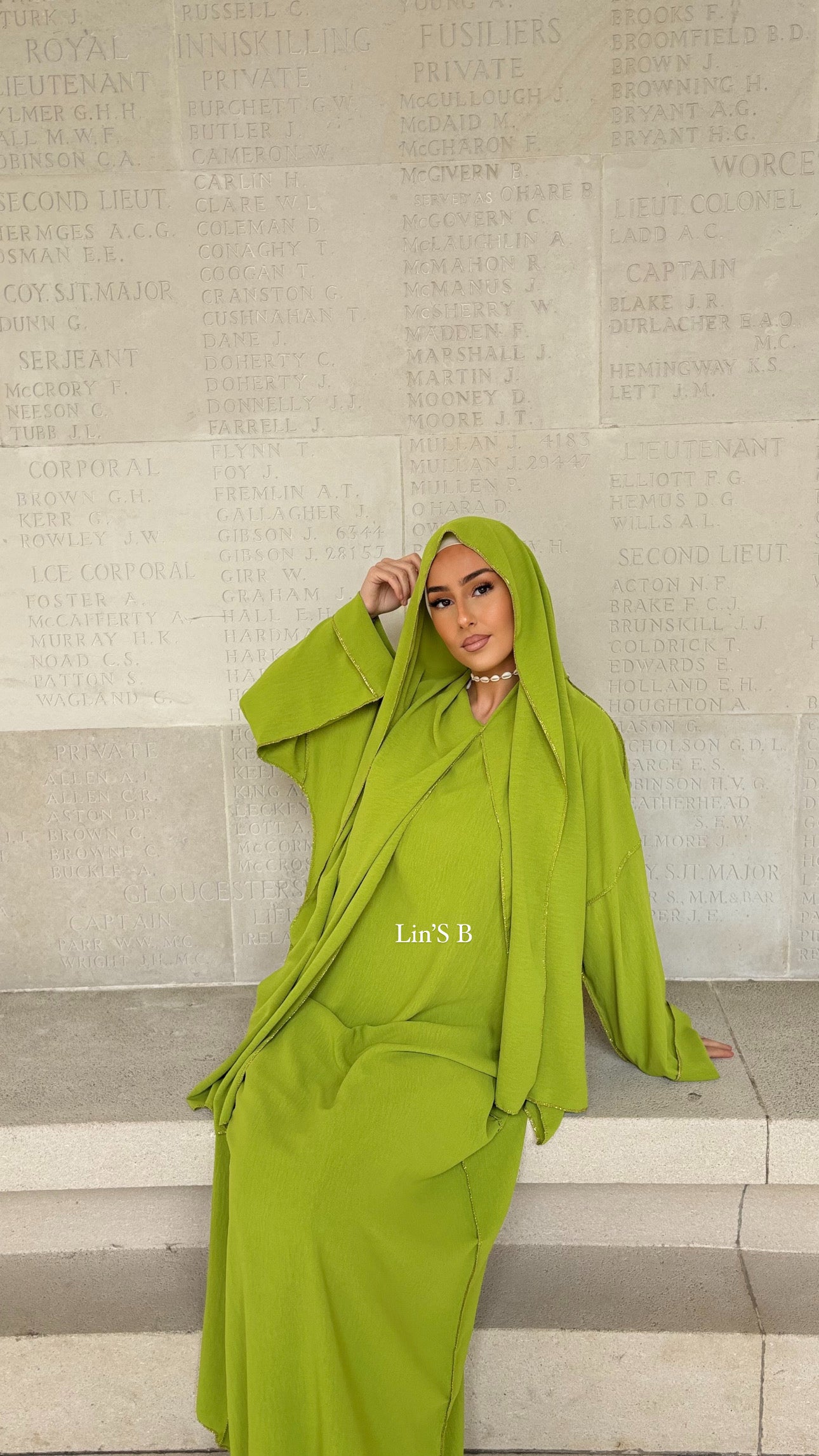 Abaya voile intégré en Jazz - vert olive