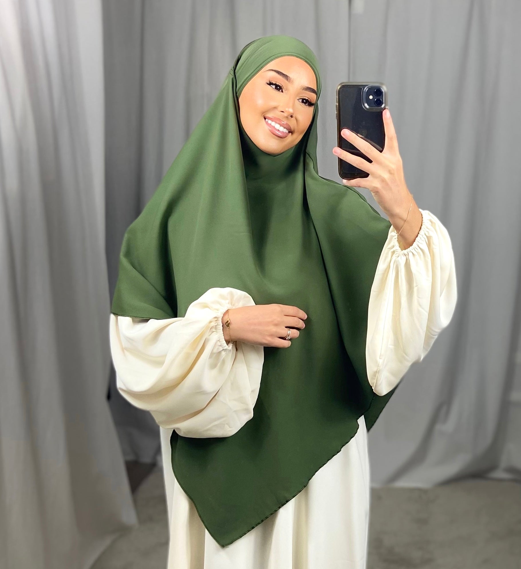 Khimar aus Medina-Seide – DUNKELKHAKI