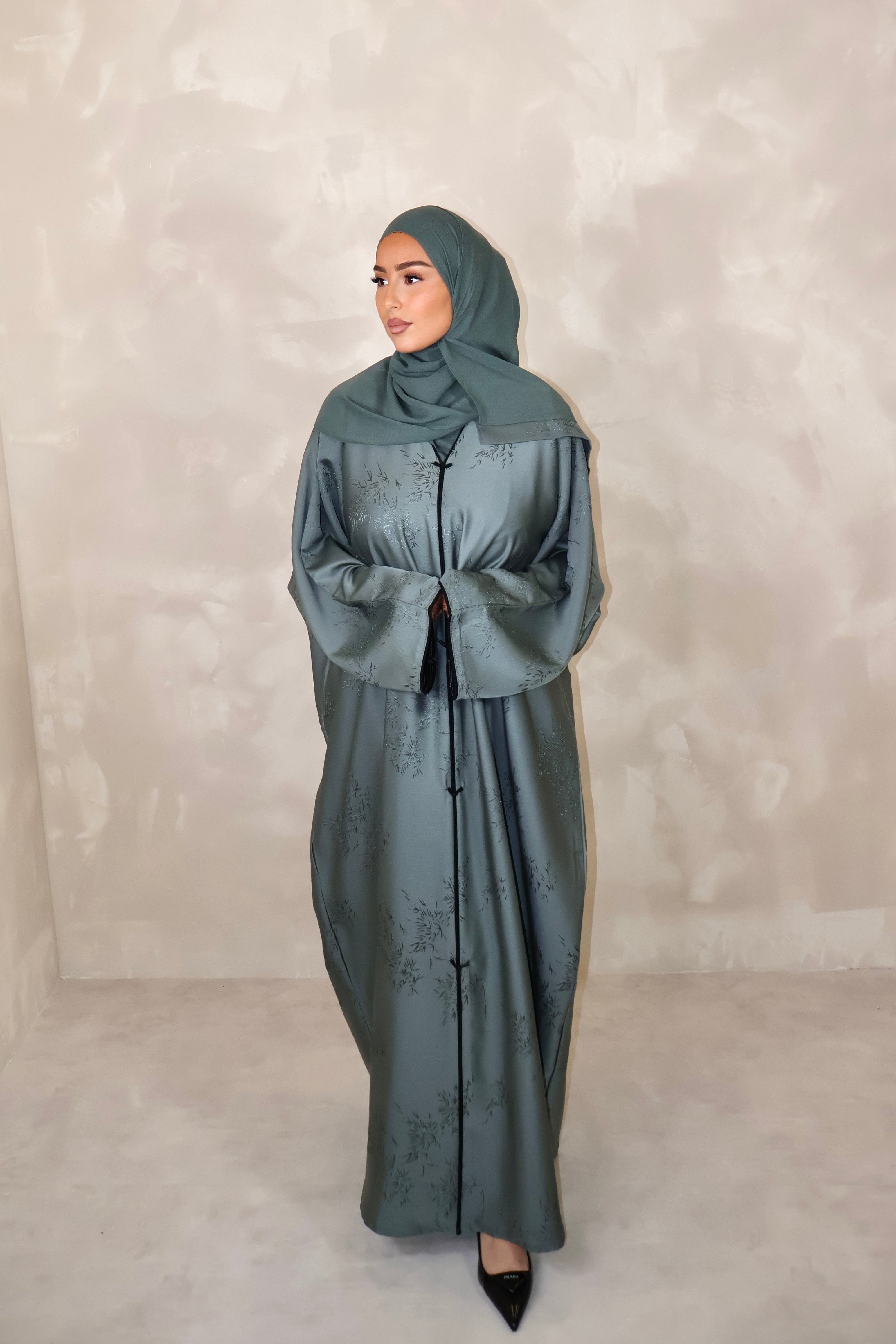 Abaya de Dubai (n84) - JAPONIA AQUA GREEN