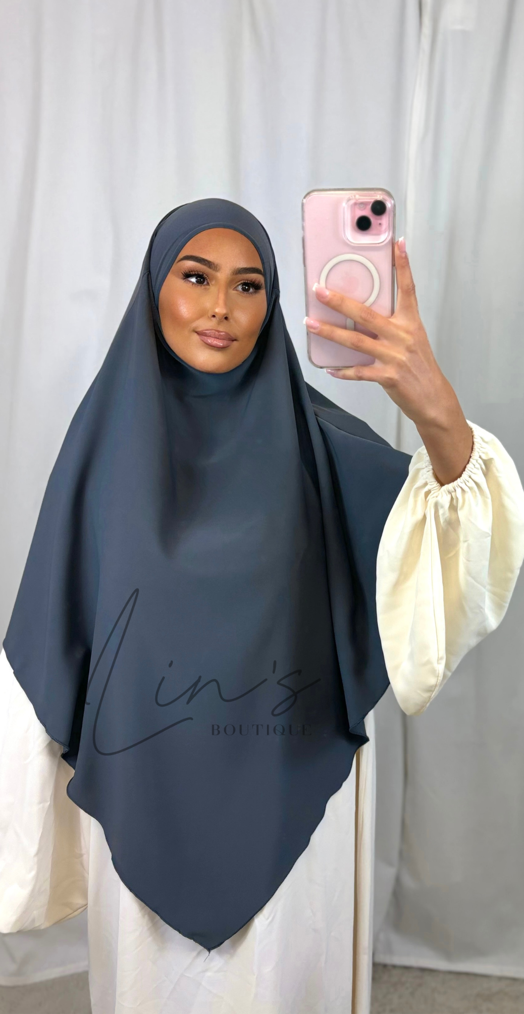 Khimar en soie de medine - GRIS ANTHRACITE