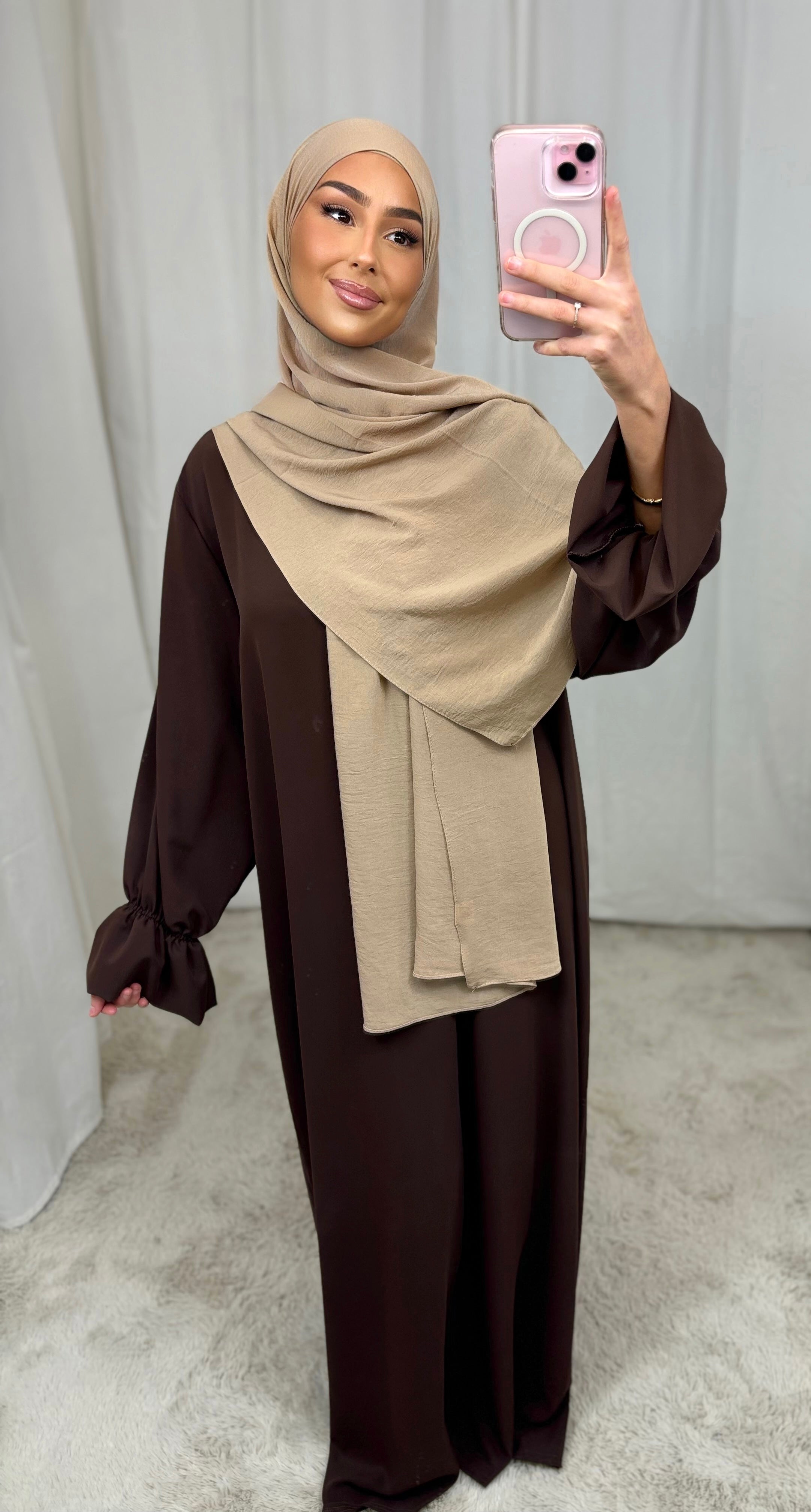 Scrunchie abaya - dark brown
