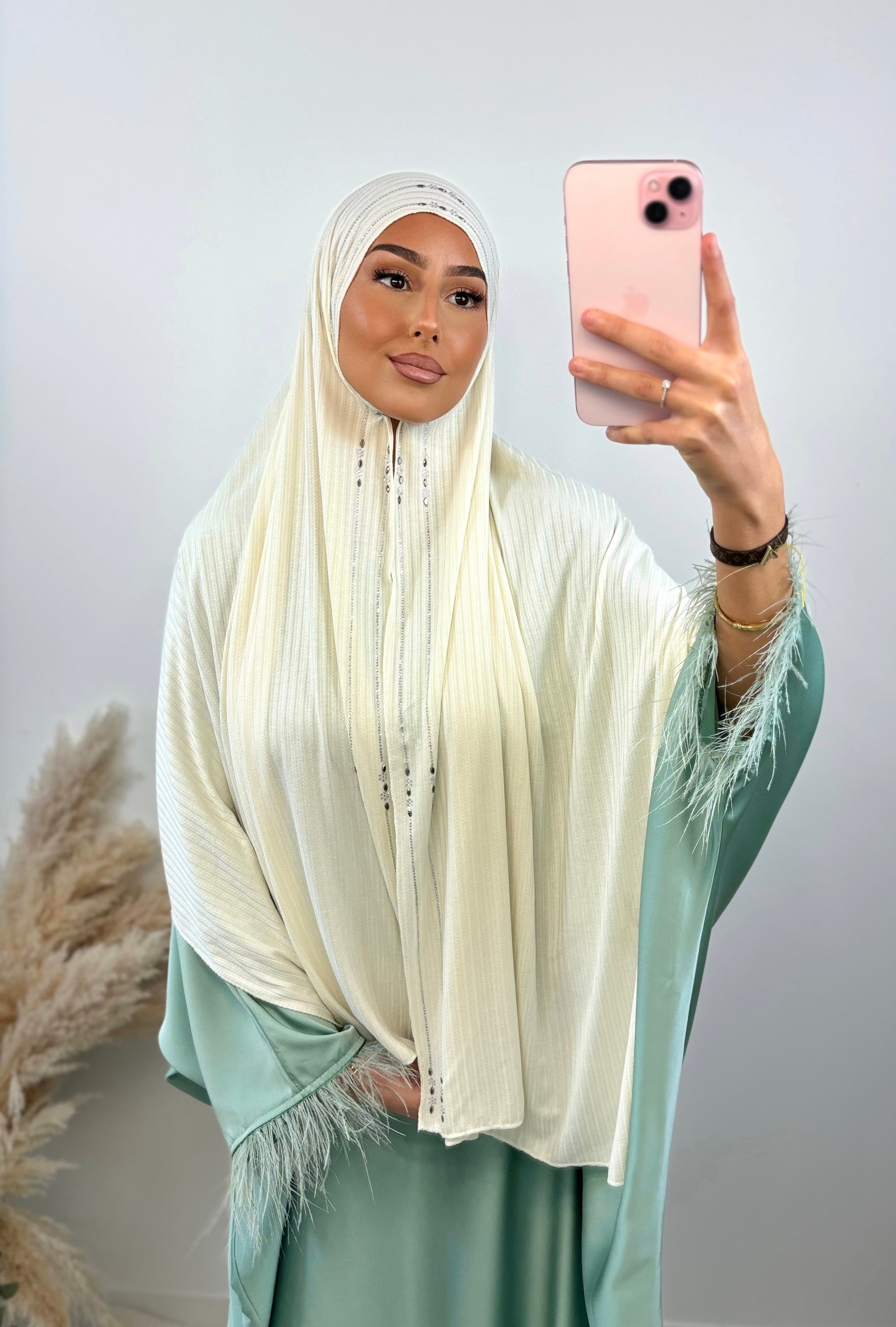 Arabia Strassschleier - ecru