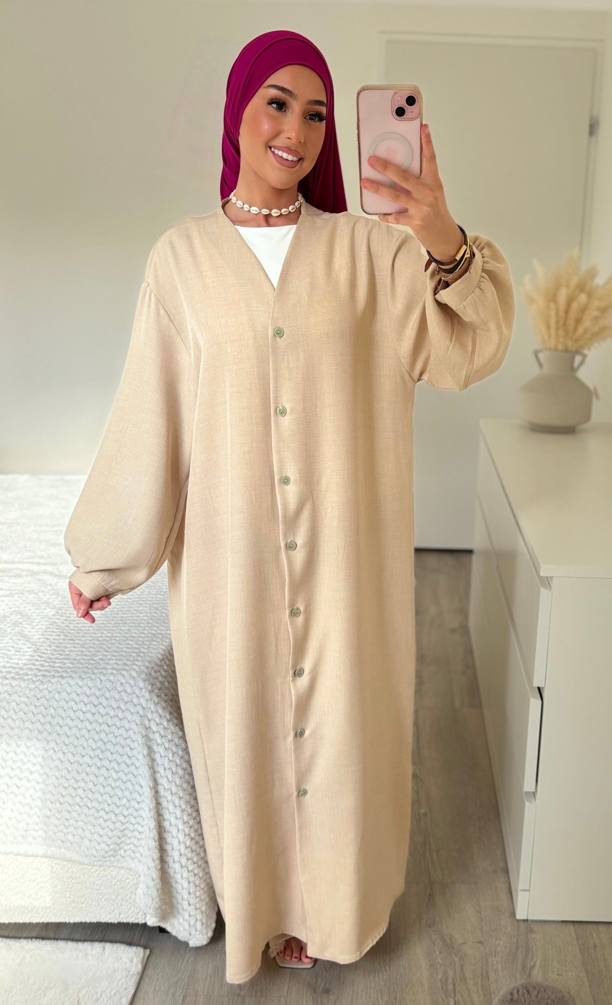 Popeline-Hemdkleid - Sand