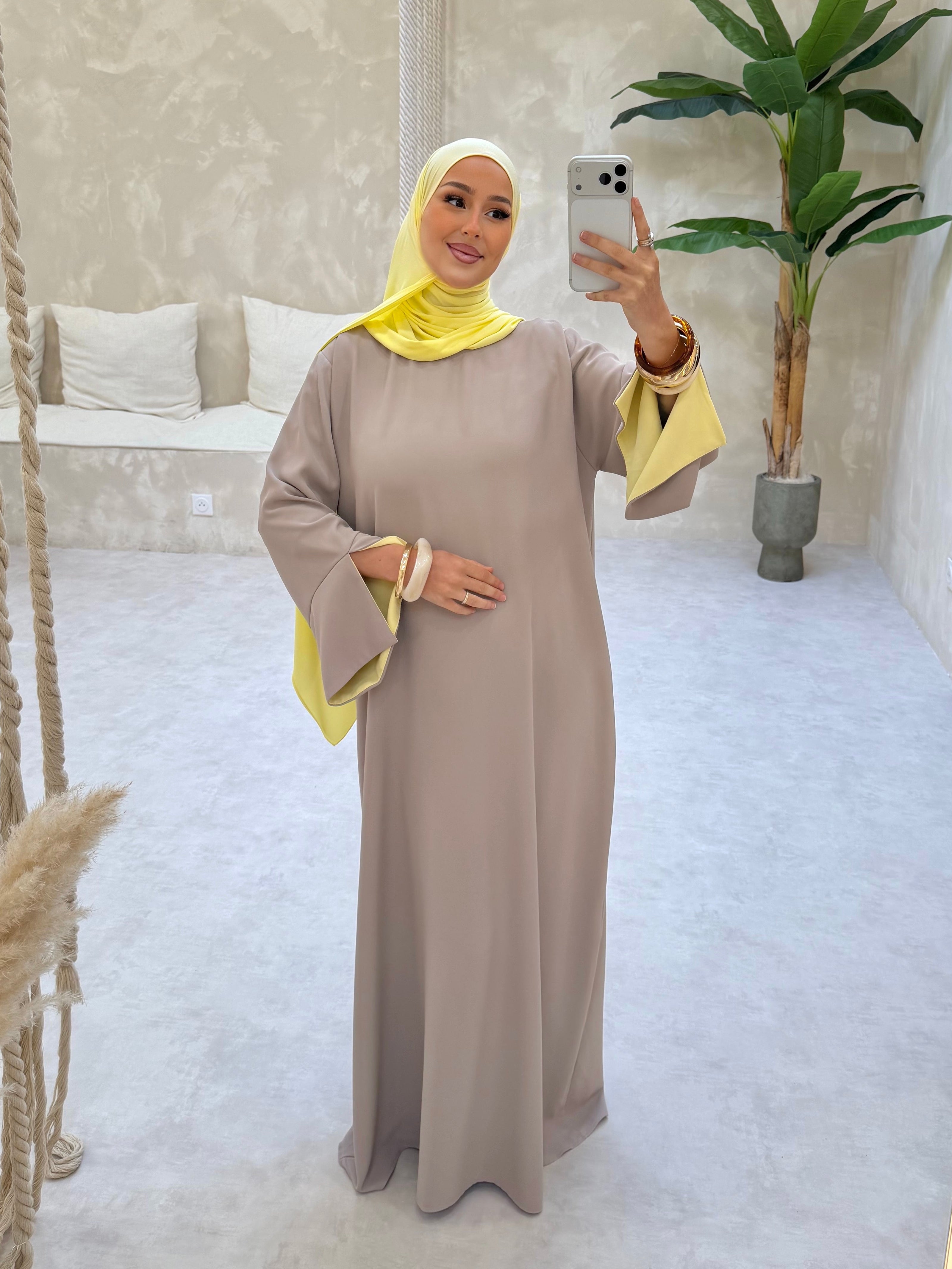 ABAYA QAMAR - jaune pastel