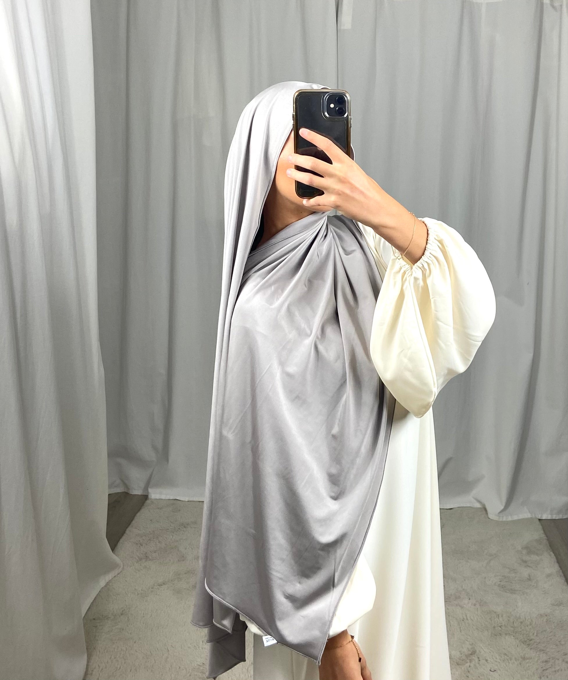 Premium Luxus Satin Jersey DUBAI - GRAU/TAUPE