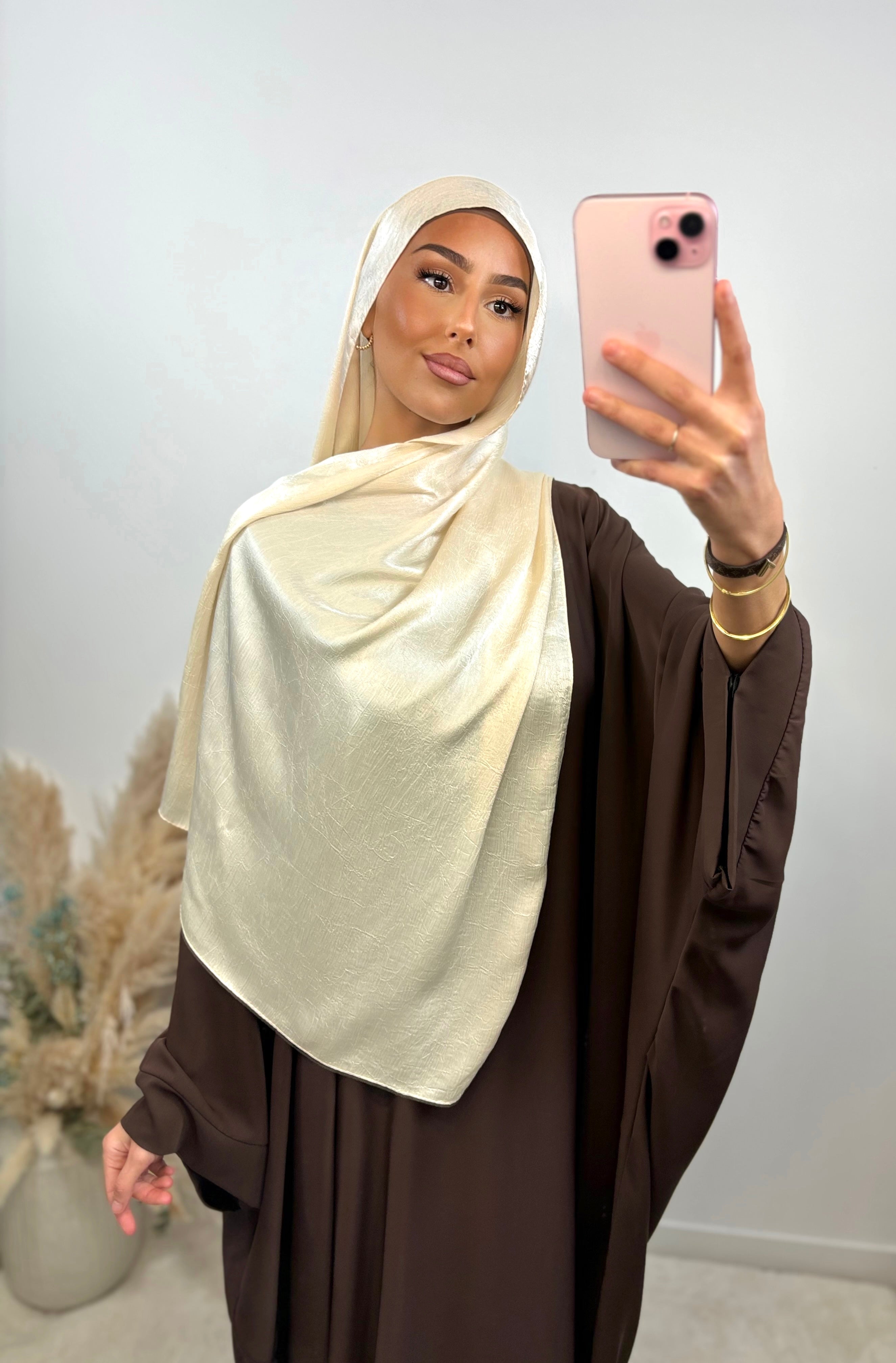 Wendeschleier aus Satin – Ecru-Champagner