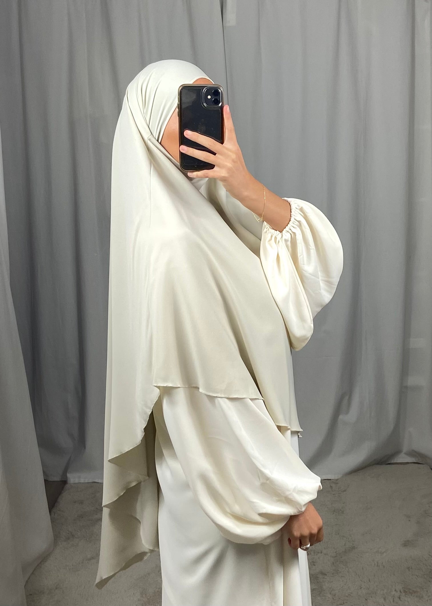 Khimar en soie de medine - CREME