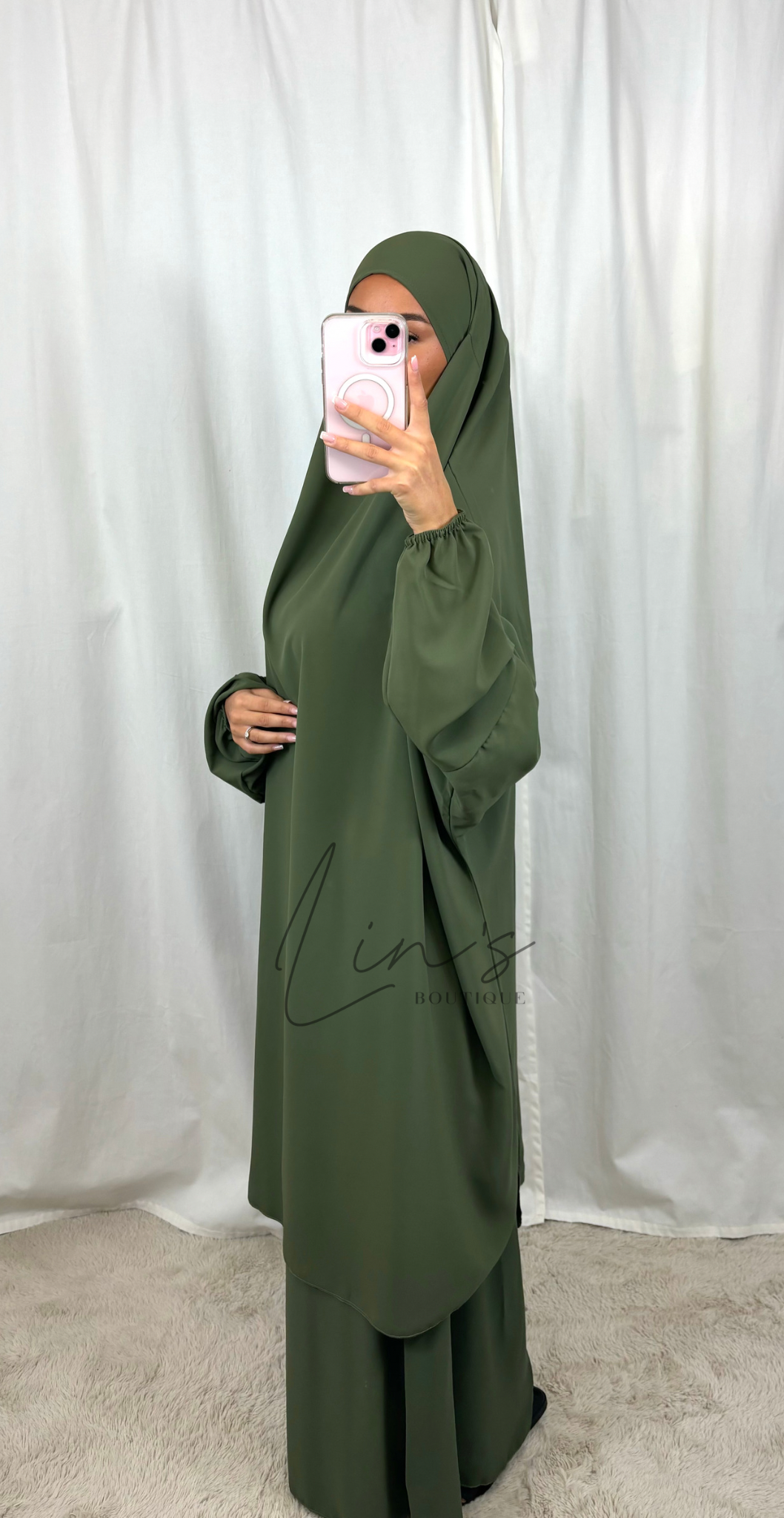 Jilbeb 2 Pièces soie de medine - kaki