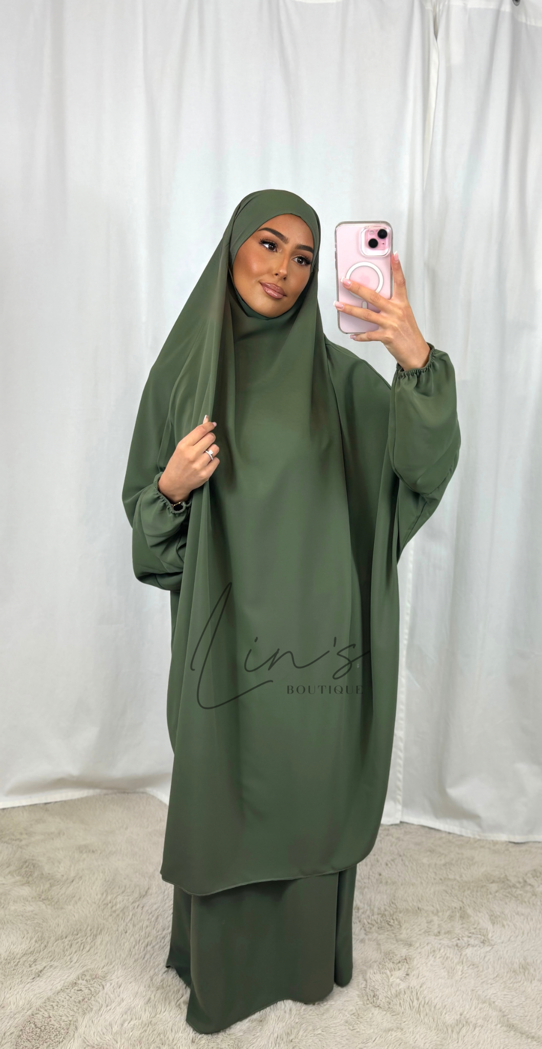 Jilbeb 2 Pièces soie de medine - kaki