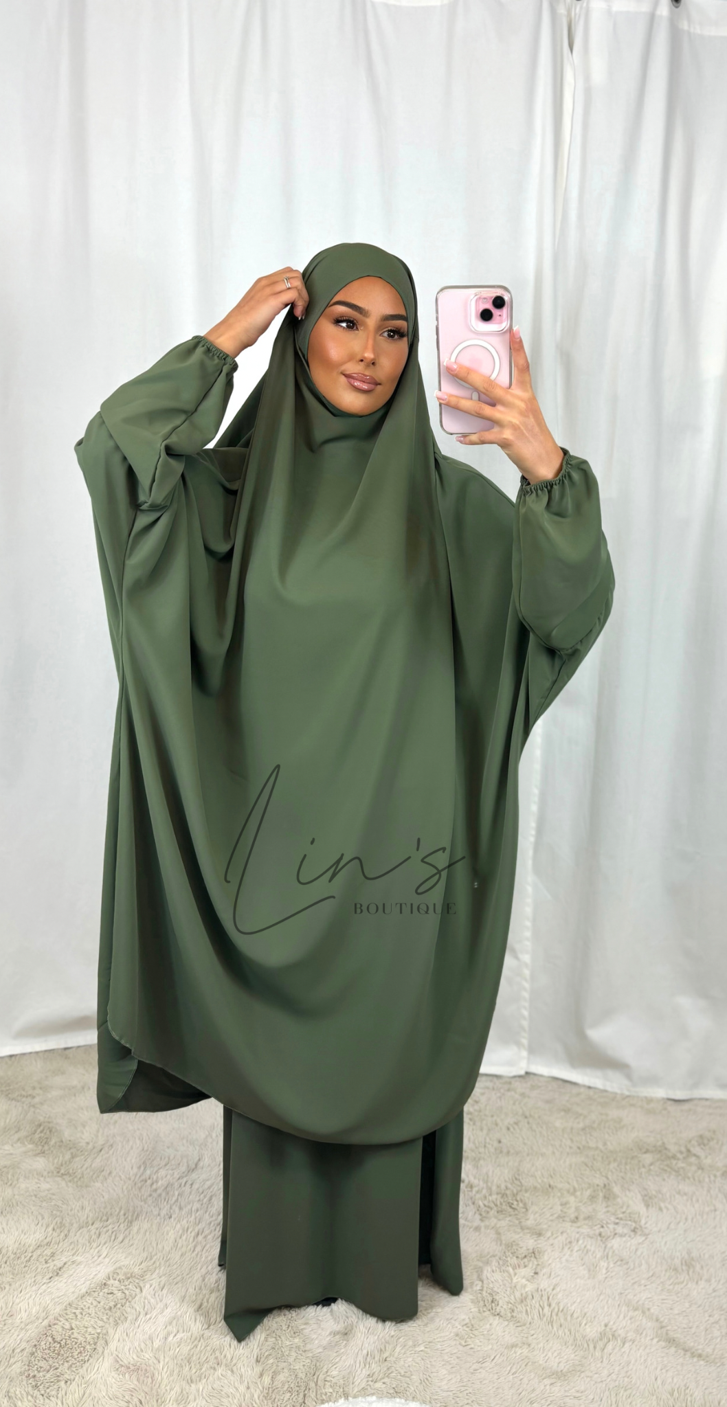 Jilbeb 2 Pièces soie de medine - kaki