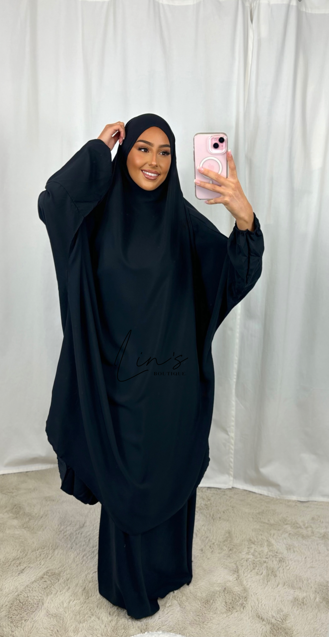 Jilbeb 2 Pièces soie de medine - noir