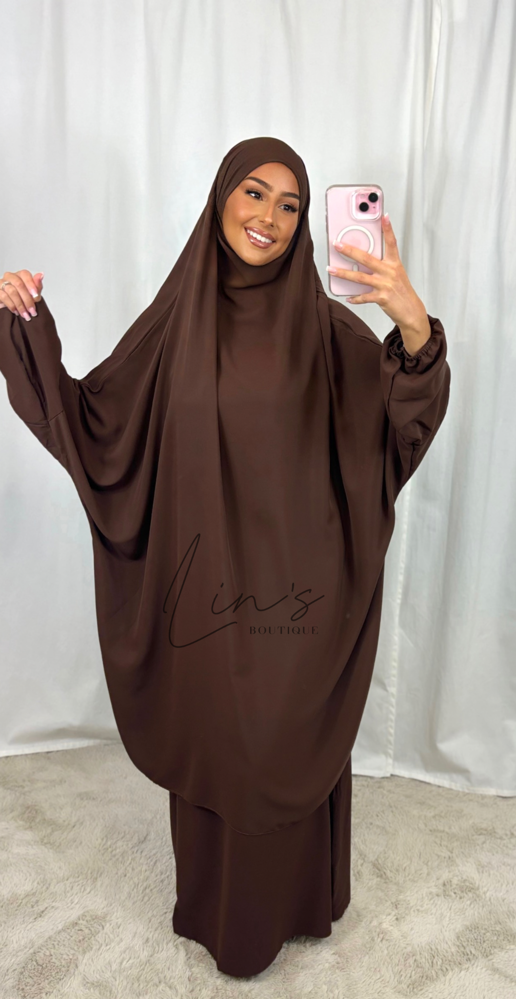 Jilbeb 2 Pièces soie de medine - marron