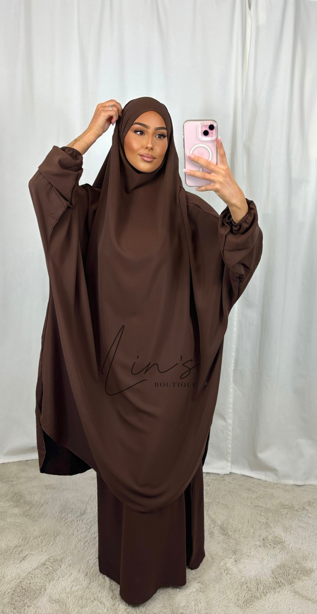 Jilbeb 2 Pièces soie de medine - marron