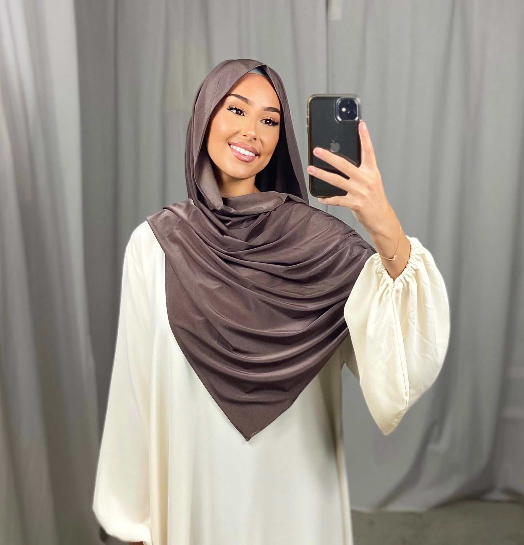 jersey premium de luxe satiné DUBAI - TAUPE FONCÉ