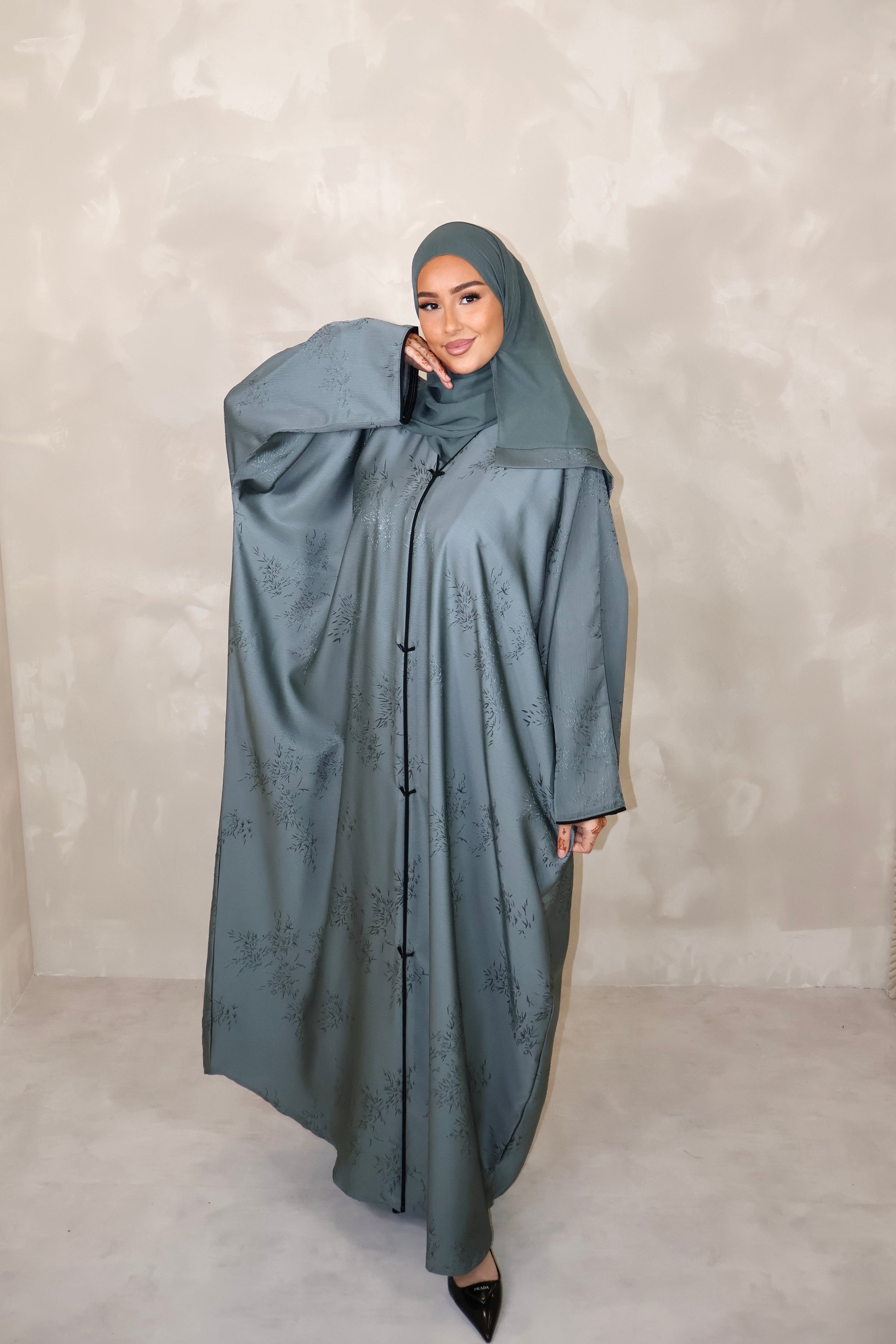 Abaya de Dubai (n84) - JAPONIA AQUA GREEN