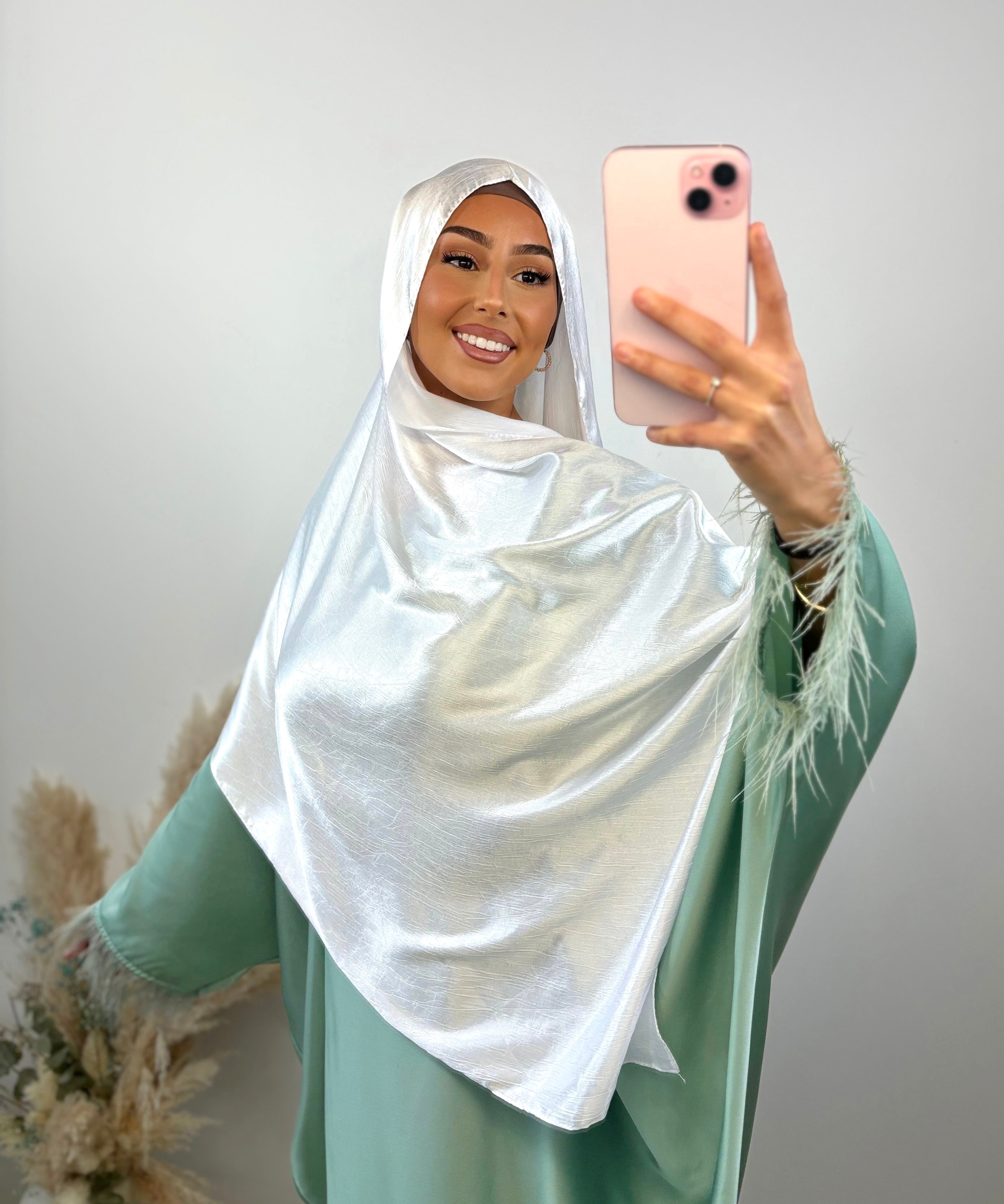Reversible satin veil - White