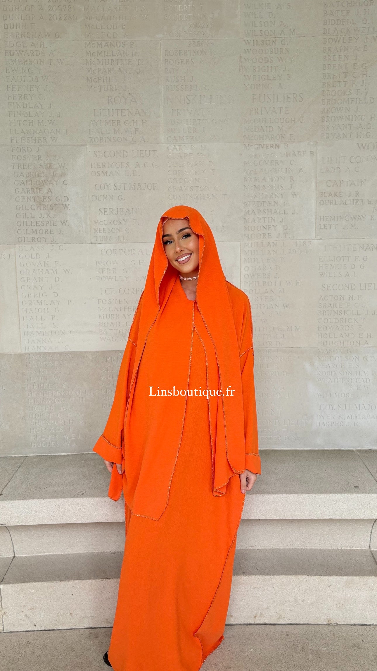 Abaya with integrated veil in Jazz - orange Hermès