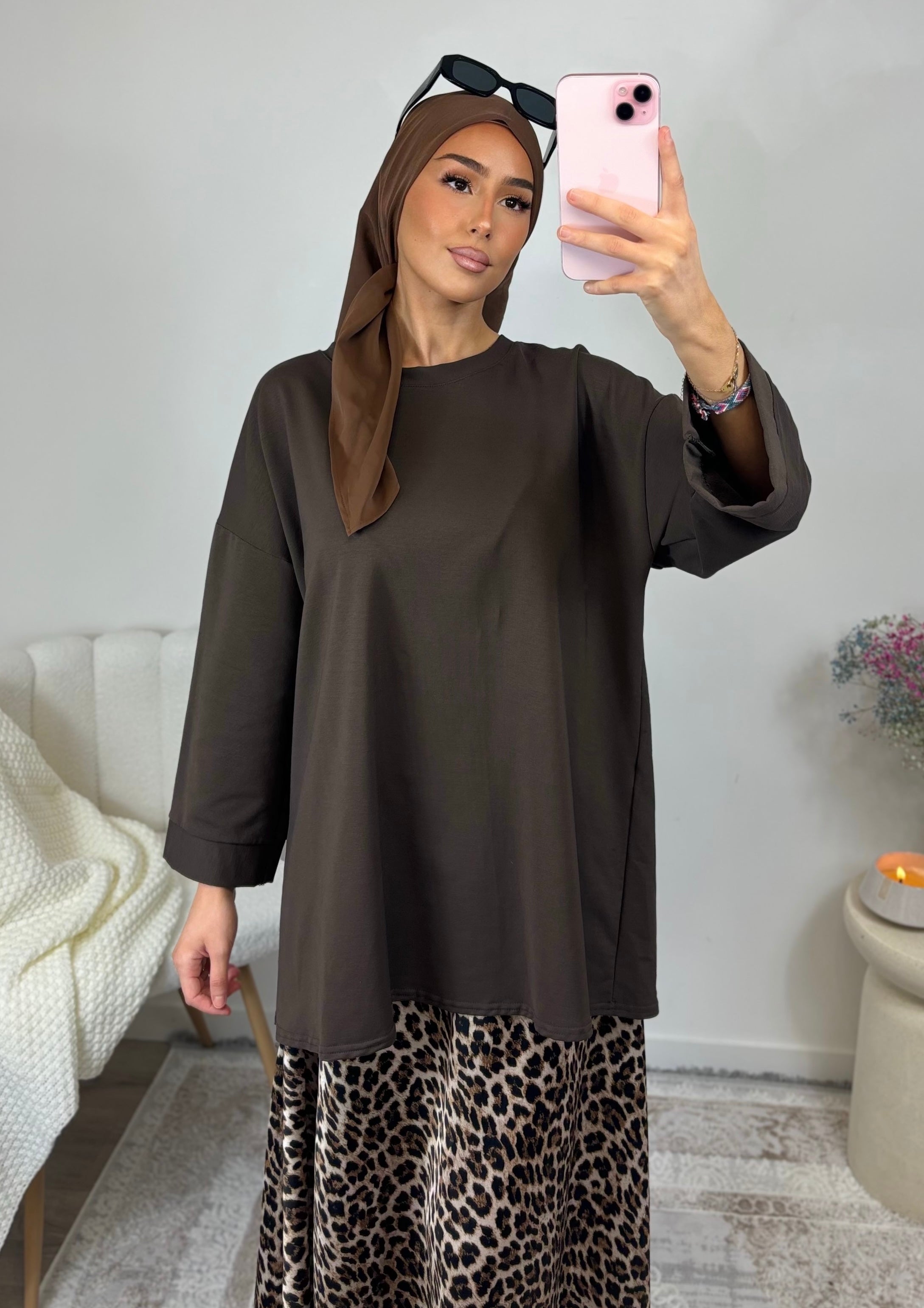 3/4-Arm T-Shirt - dunkelbraun