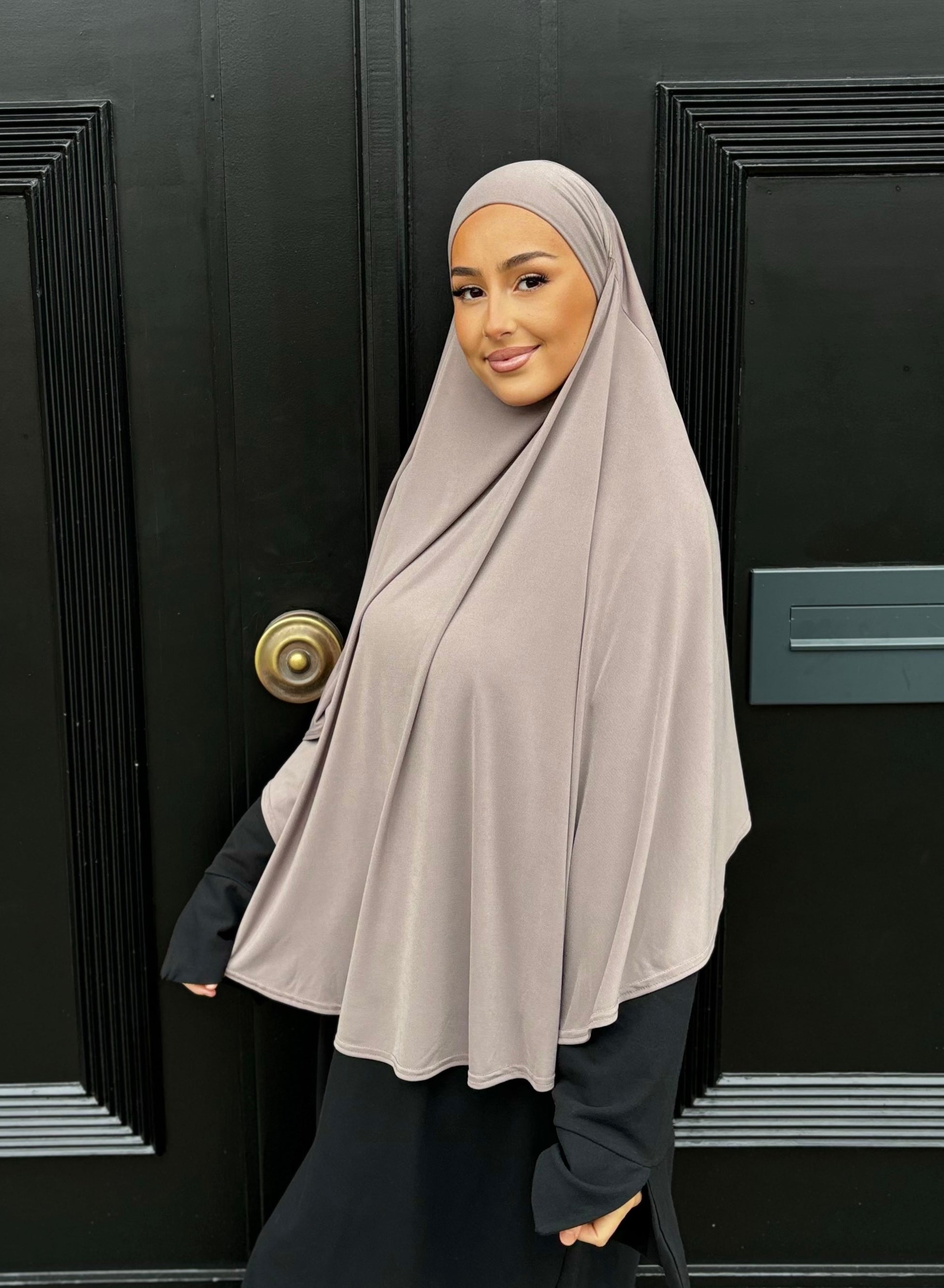 Khimar in luxury premium jersey LIN'S B - Taupe