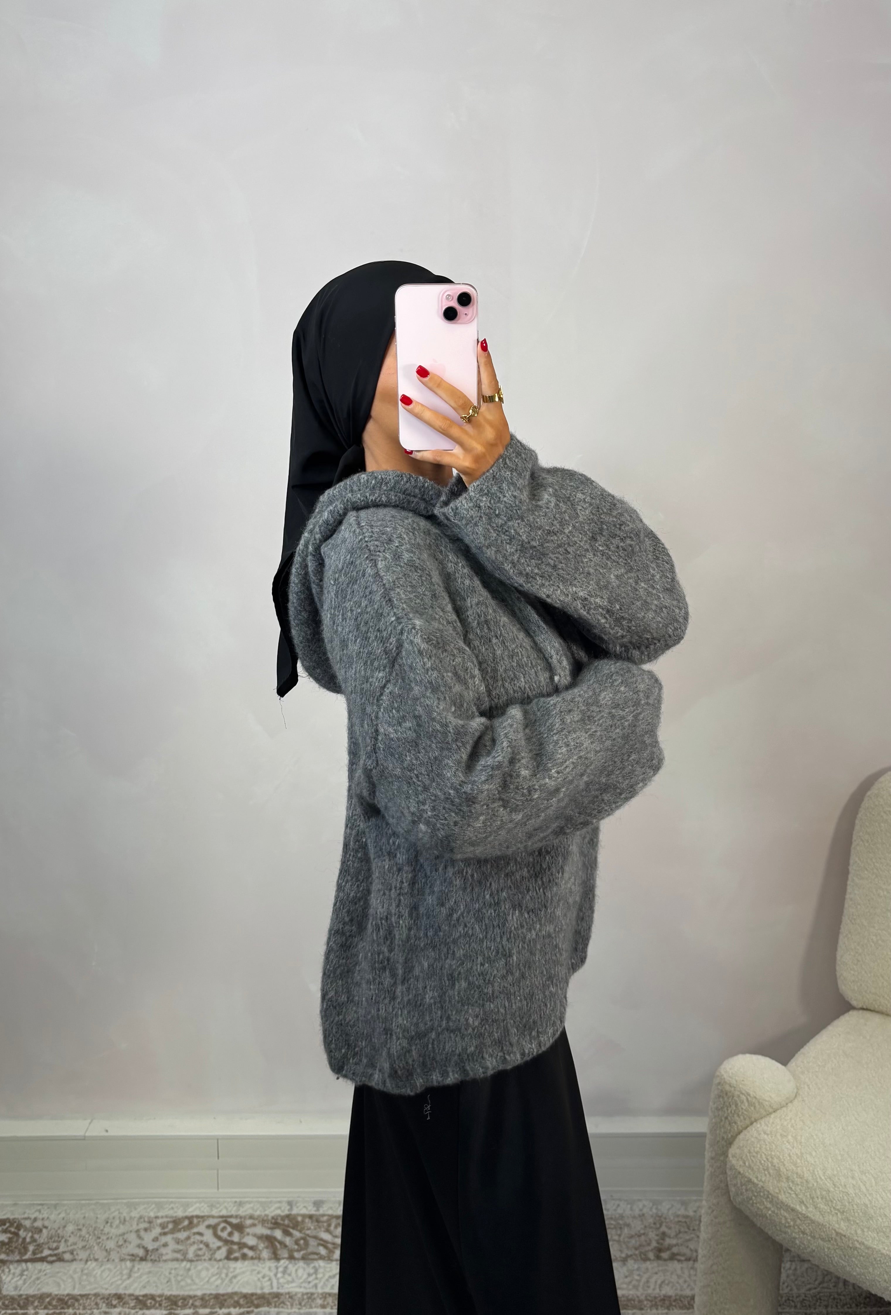 Knitted sweatshirt - anthracite gray