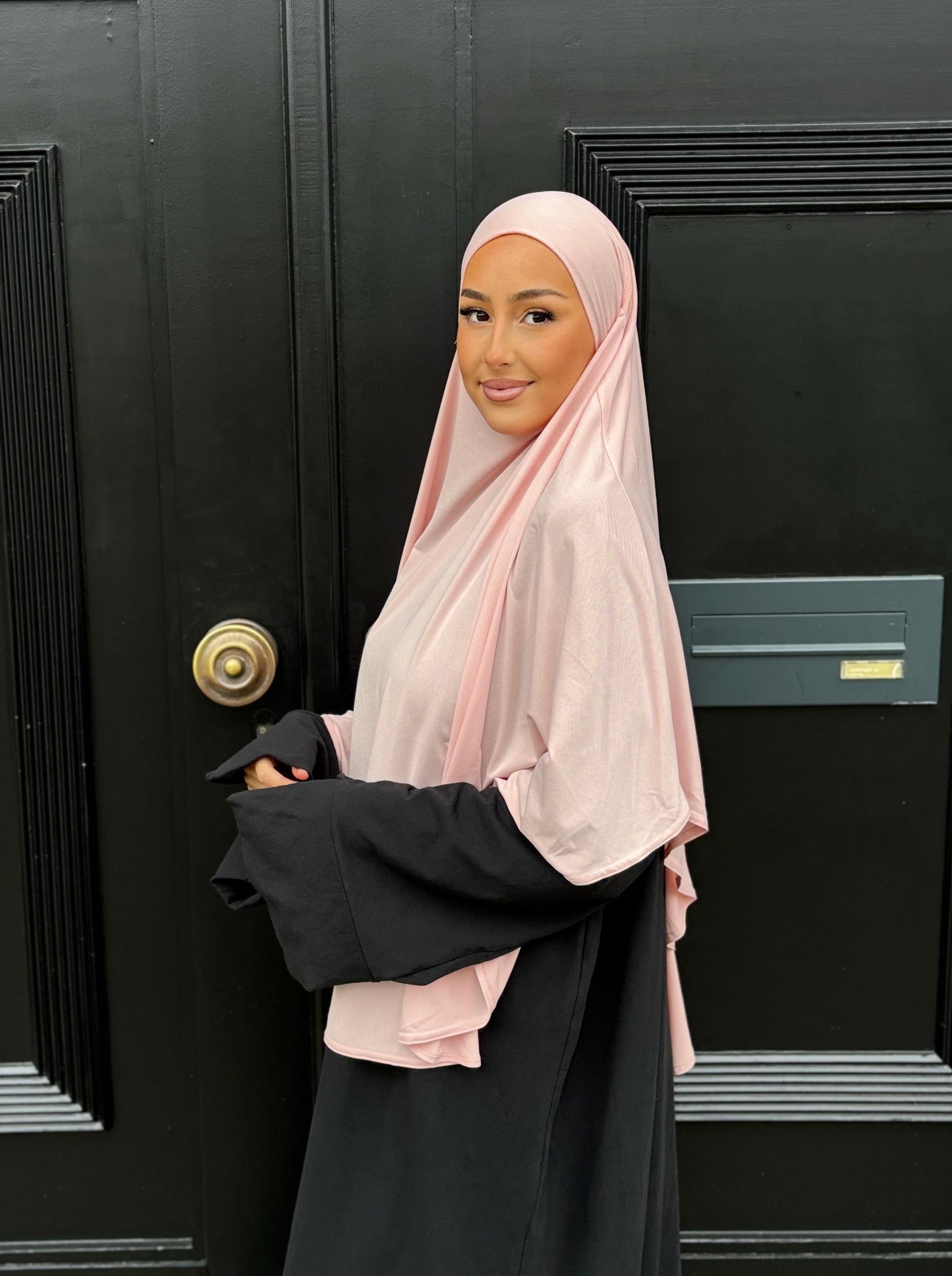 Khimar in luxury premium jersey LIN'S B - Baby Pink
