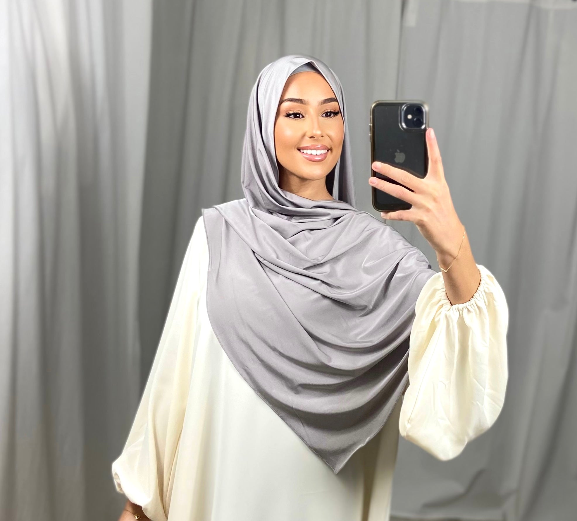 Jersey premium de luxe satiné DUBAI - GRIS/TAUPE