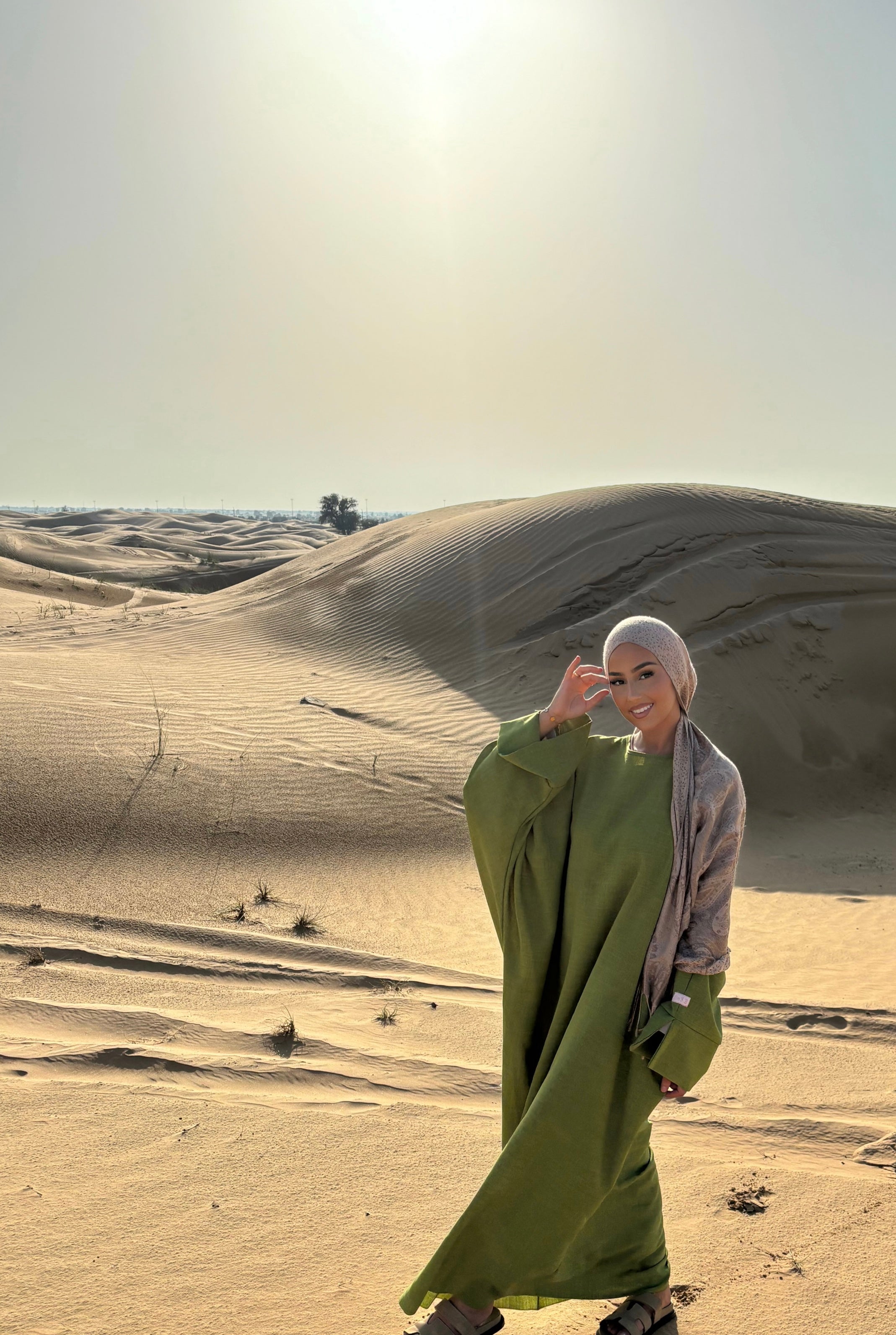 Linen abaya LIN'S B - olive green