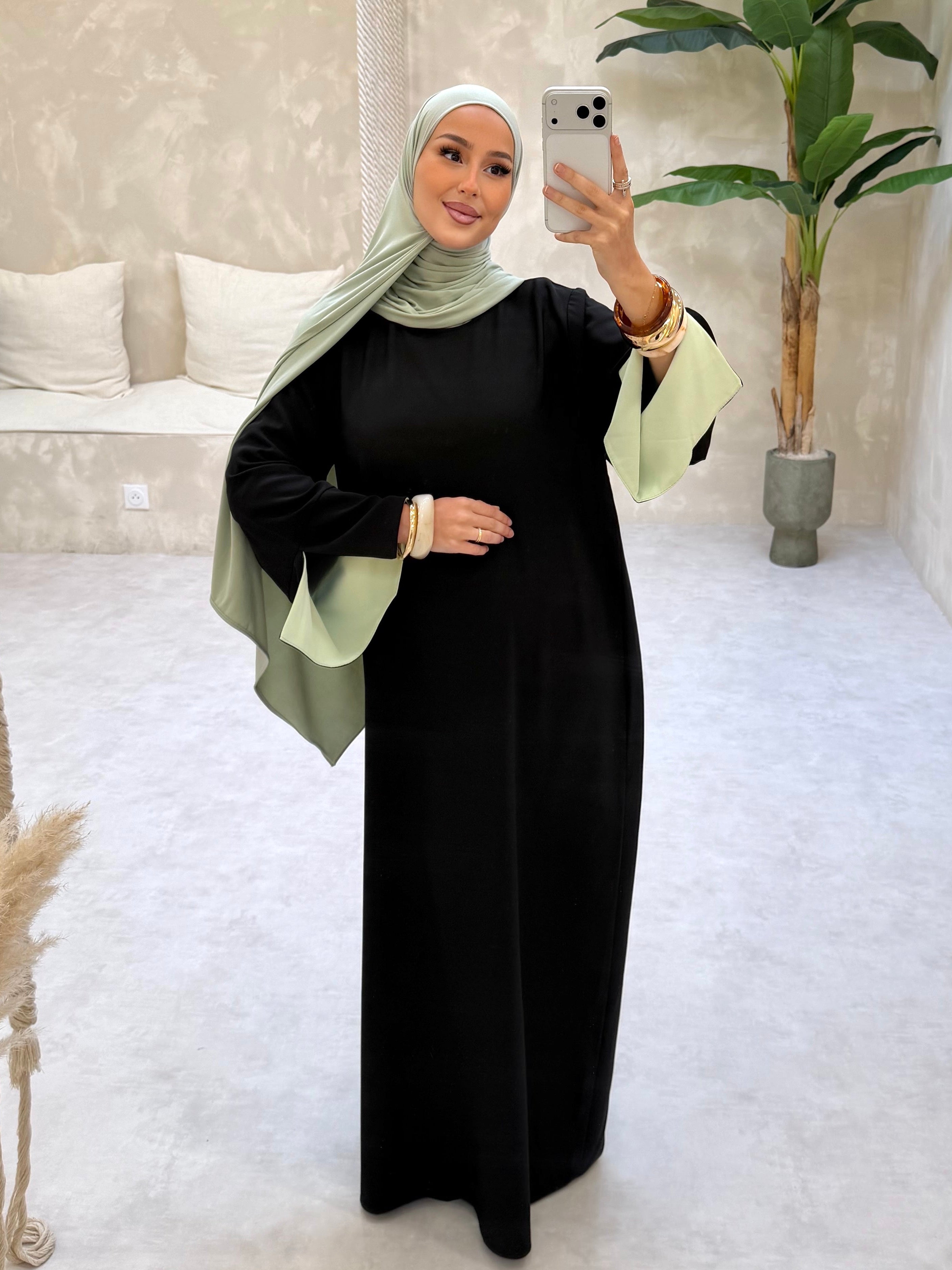 ABAYA QAMAR - vert pastel