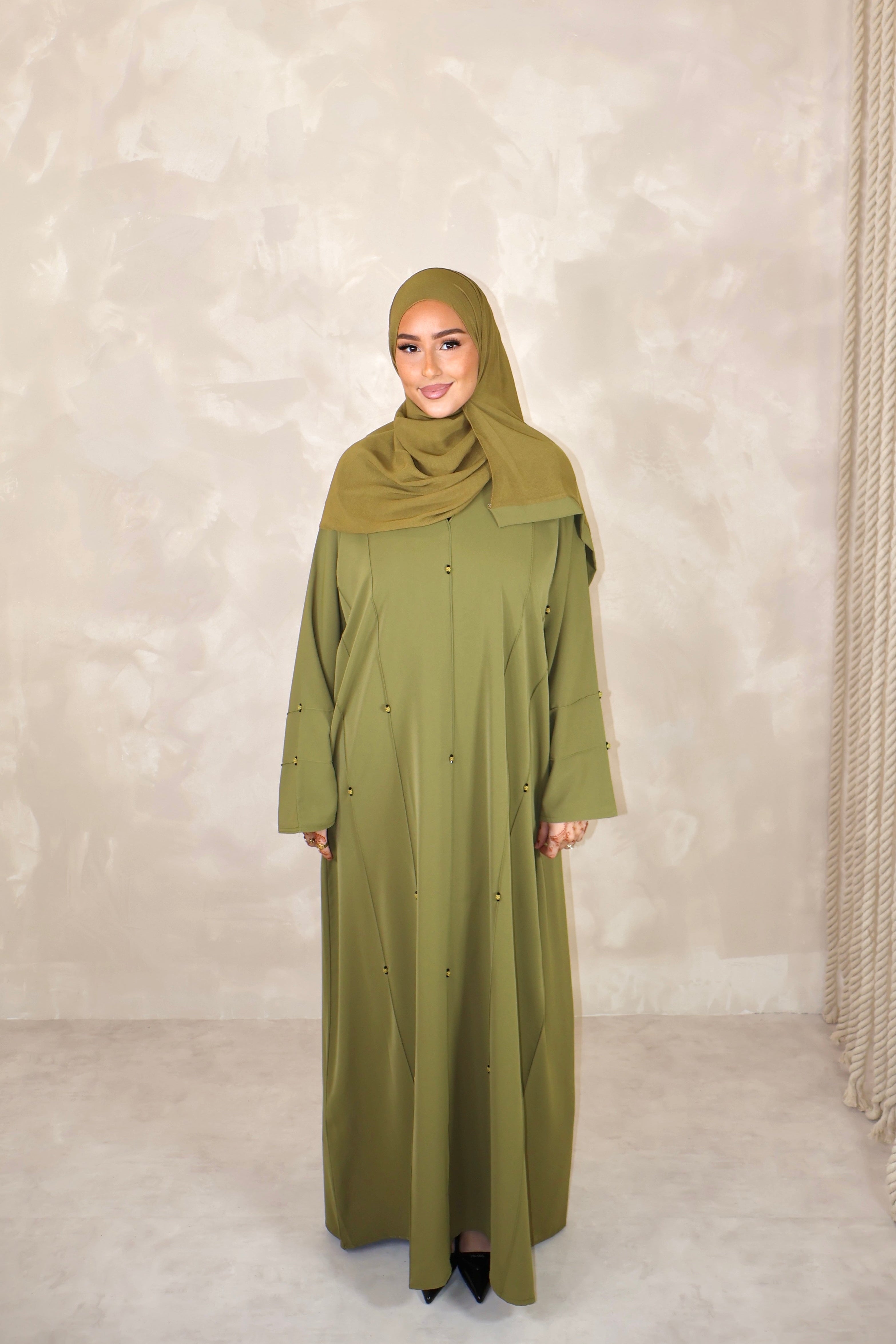 Abaya de Dubai (n100) - SAFIRA OLIVE