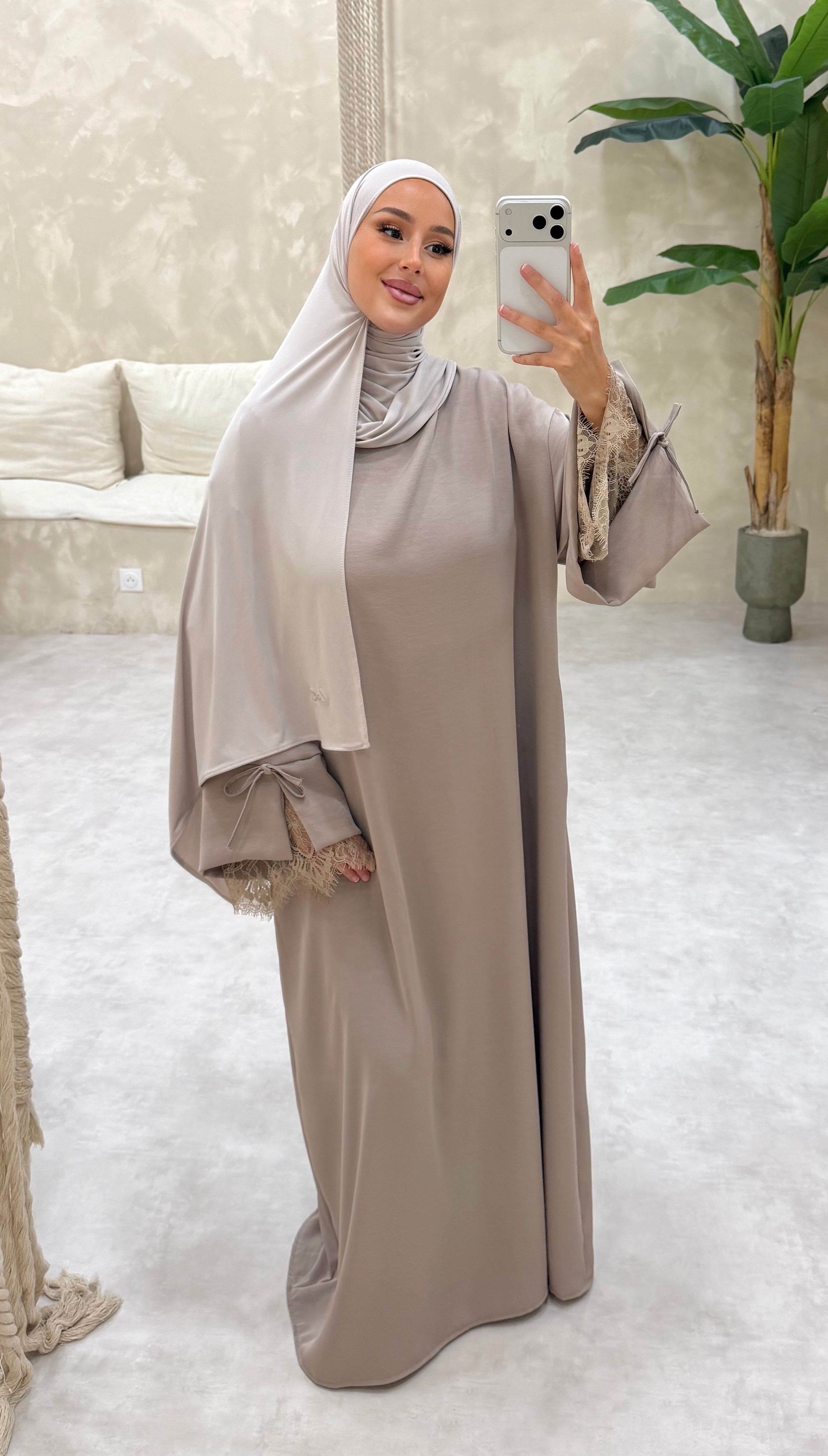 Abaya DENTELLE - taupe