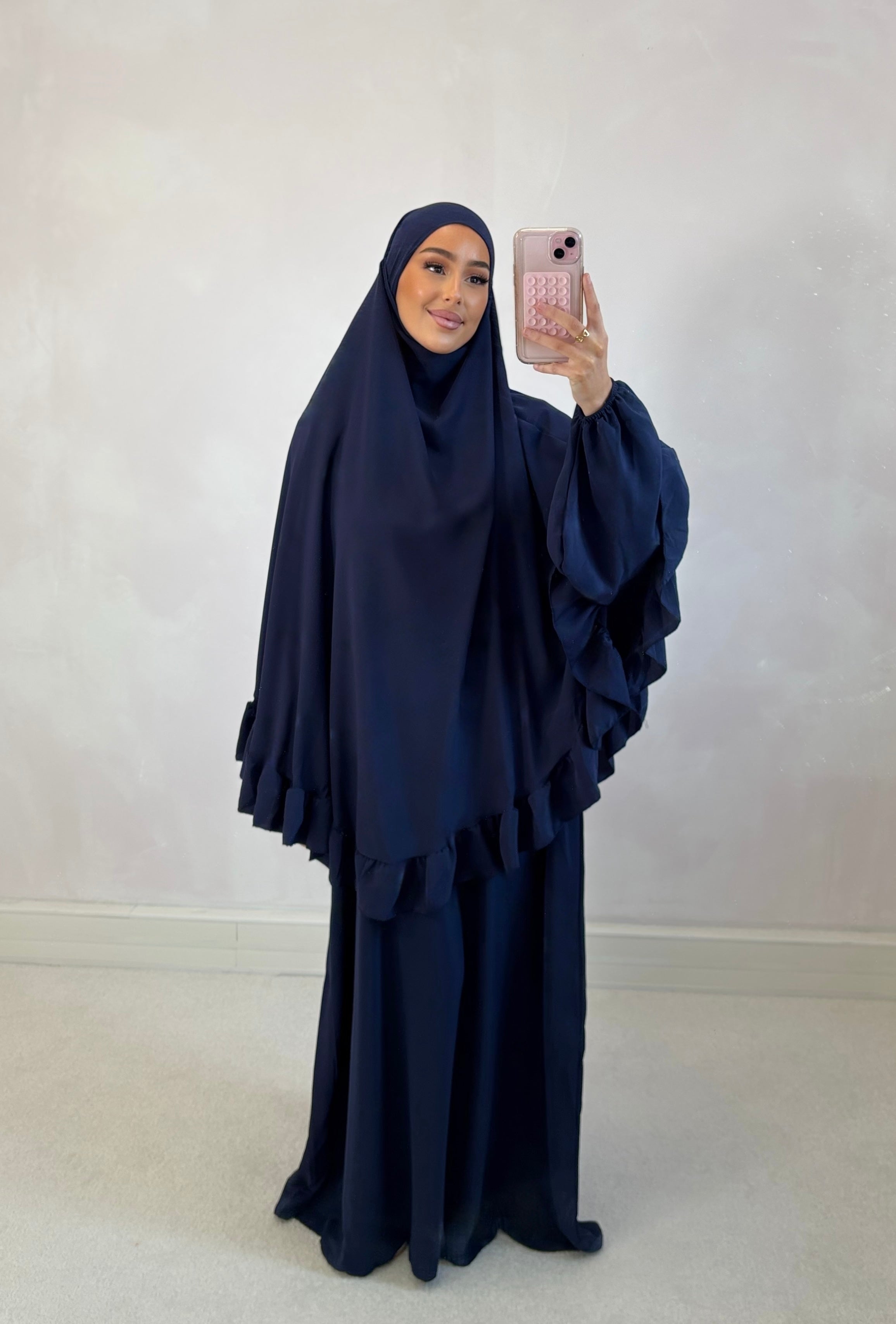 Set prière abaya + khimar - bleu nuit