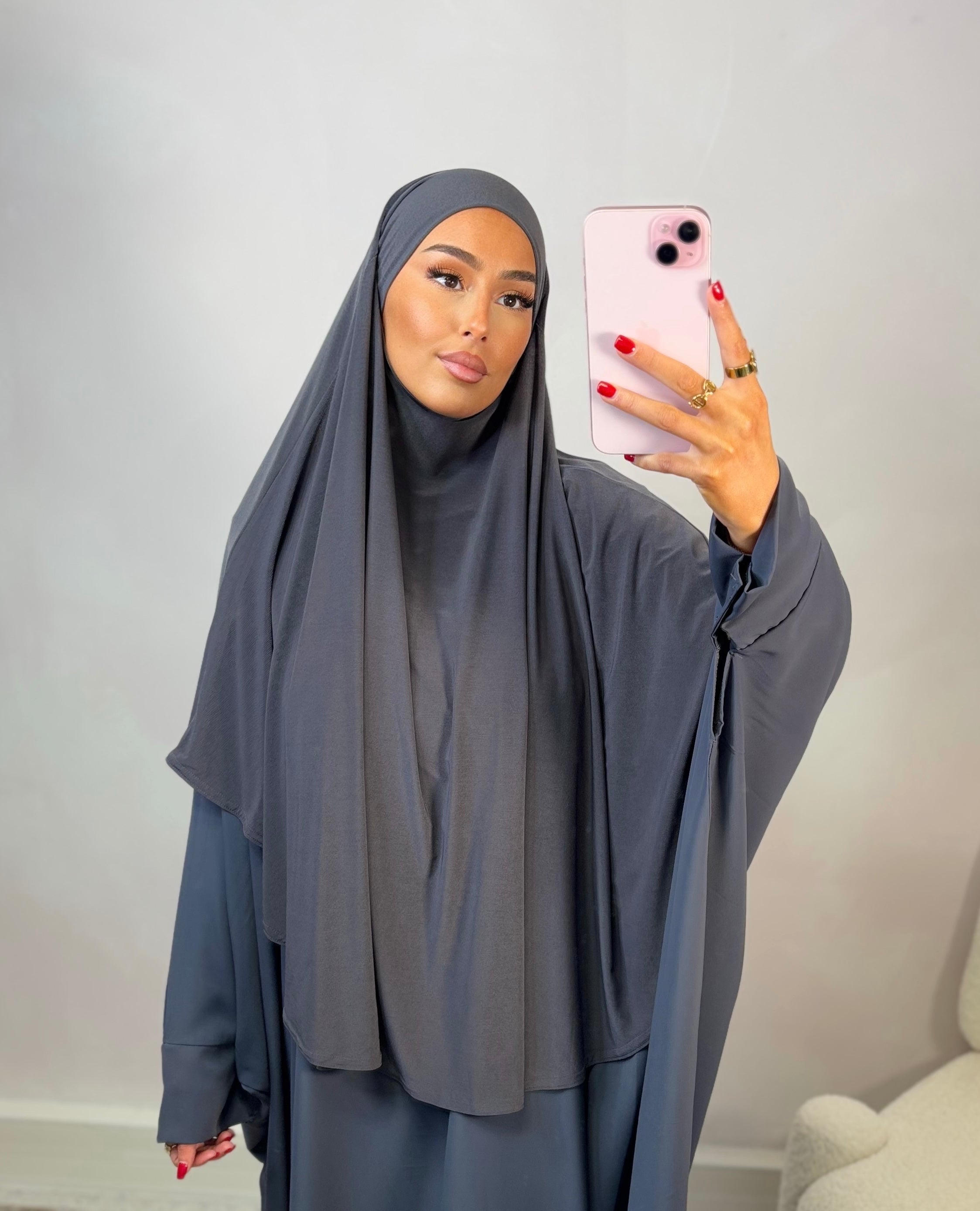 Khimar in luxury premium jersey LIN'S B - anthracite gray