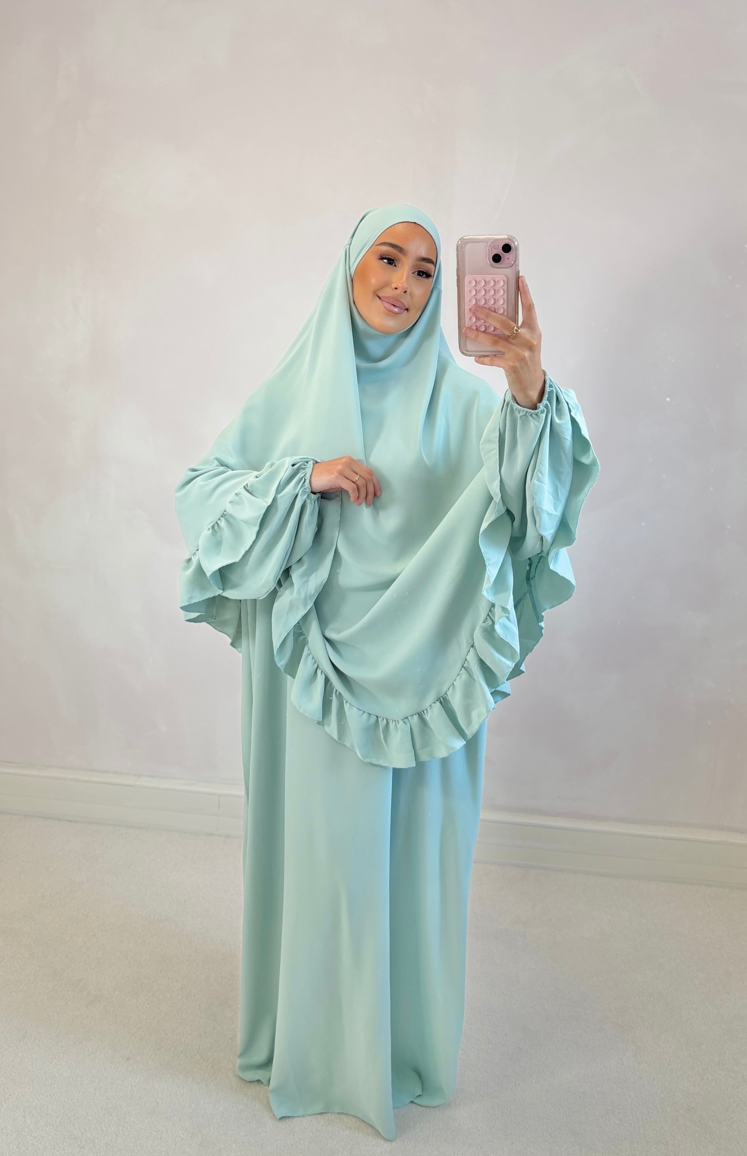 Prayer set abaya + khimar - water green