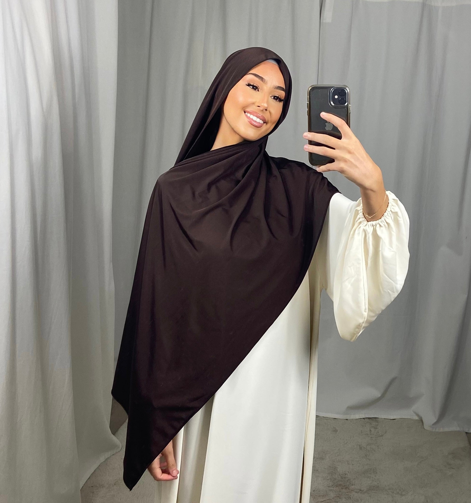 Jersey premium de luxe satiné DUBAI - MARRON FONCÉ