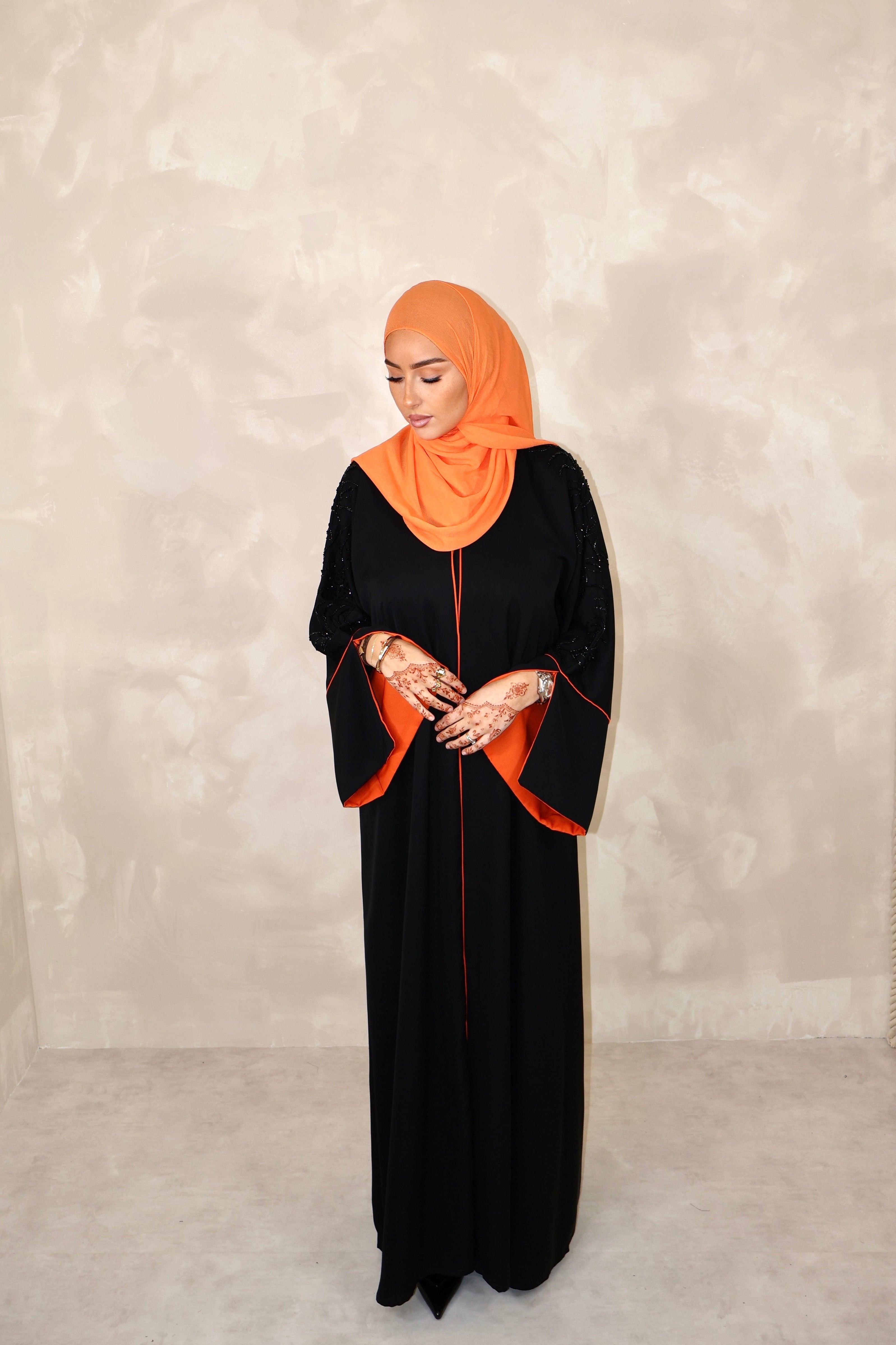 Abaya de Dubai (n87) - IMPÉRIAL ORANGE HERMÈS