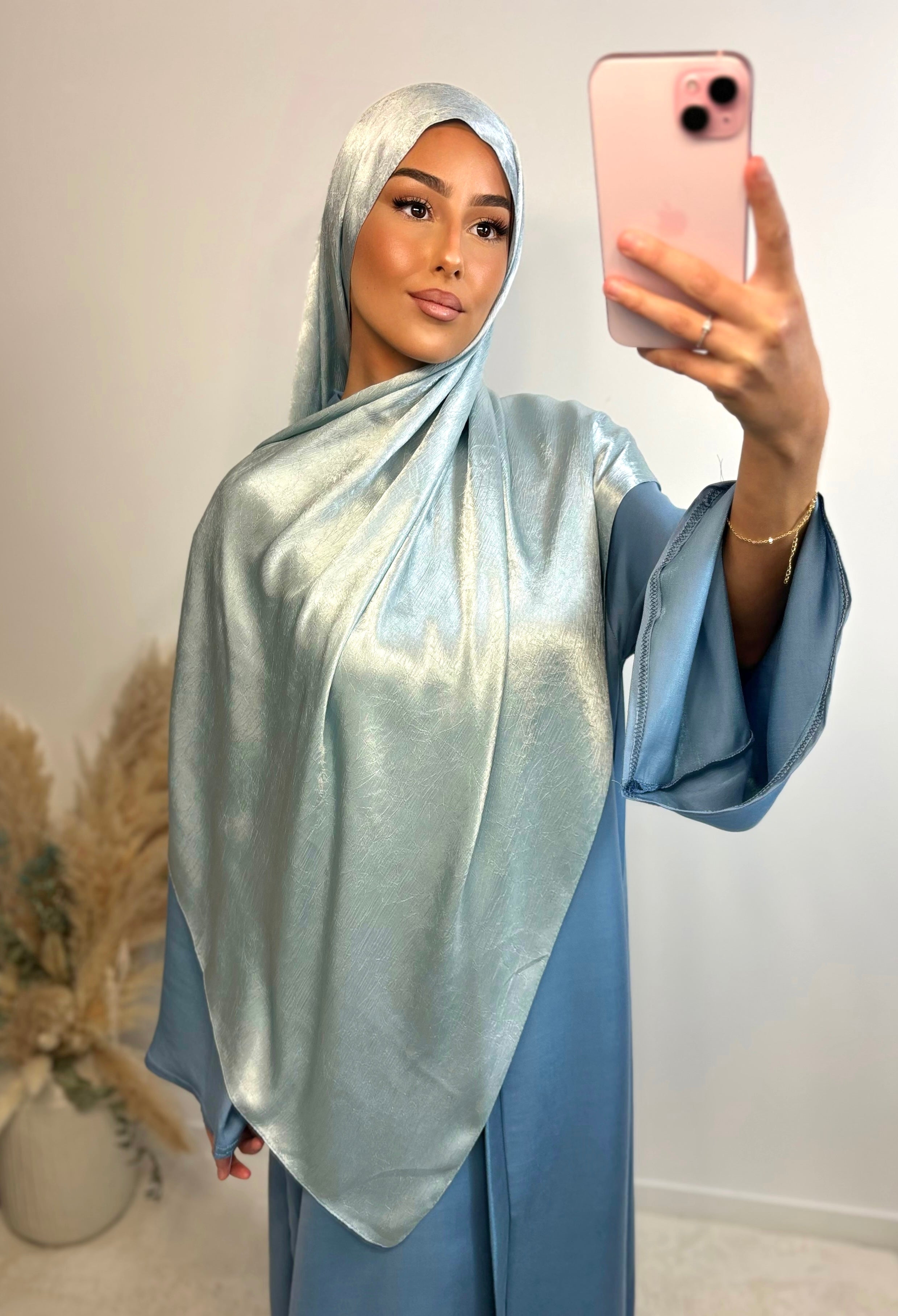 Voile satiné réversible - baby blue
