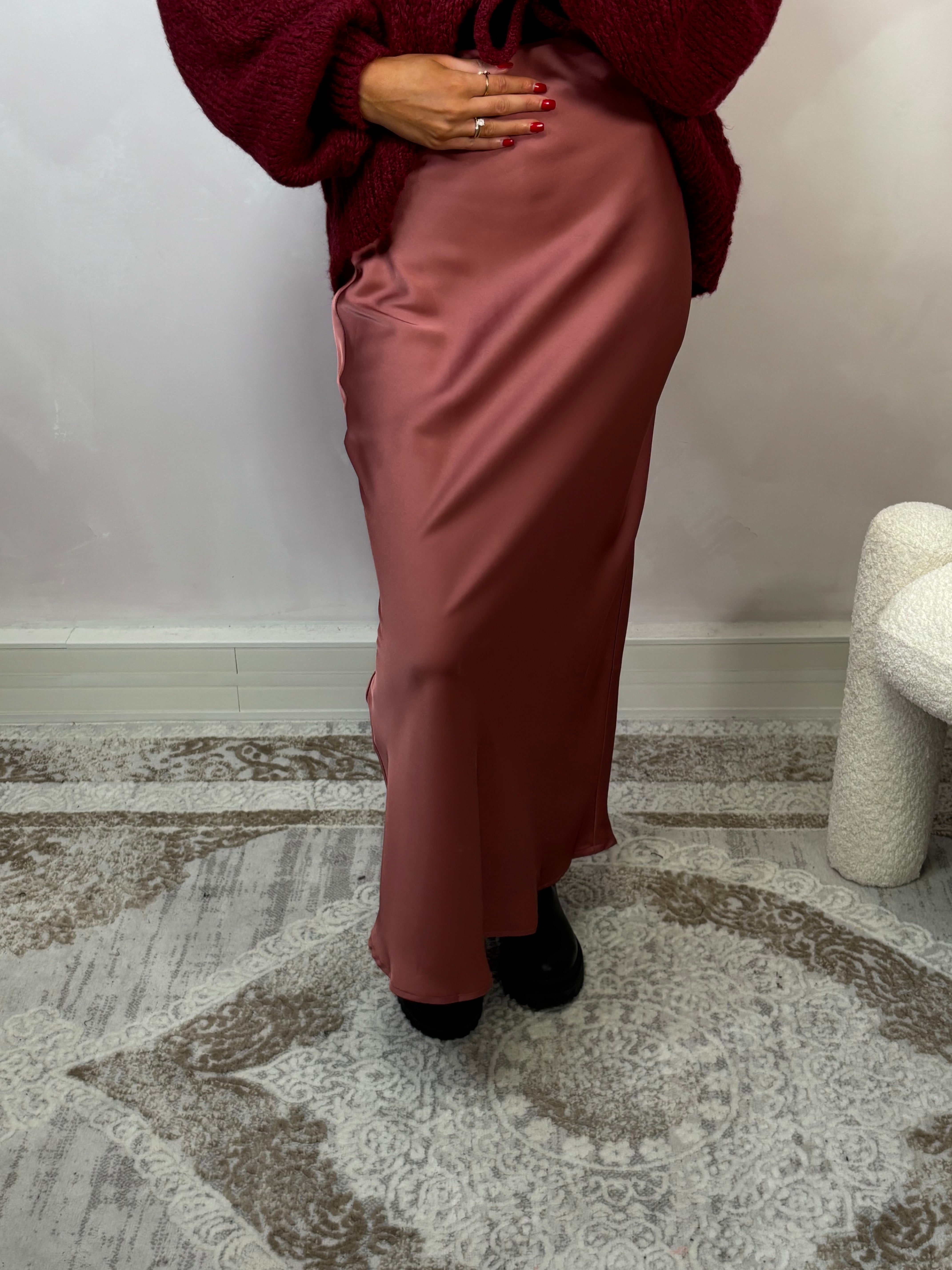 Premium satin skirt - terracotta