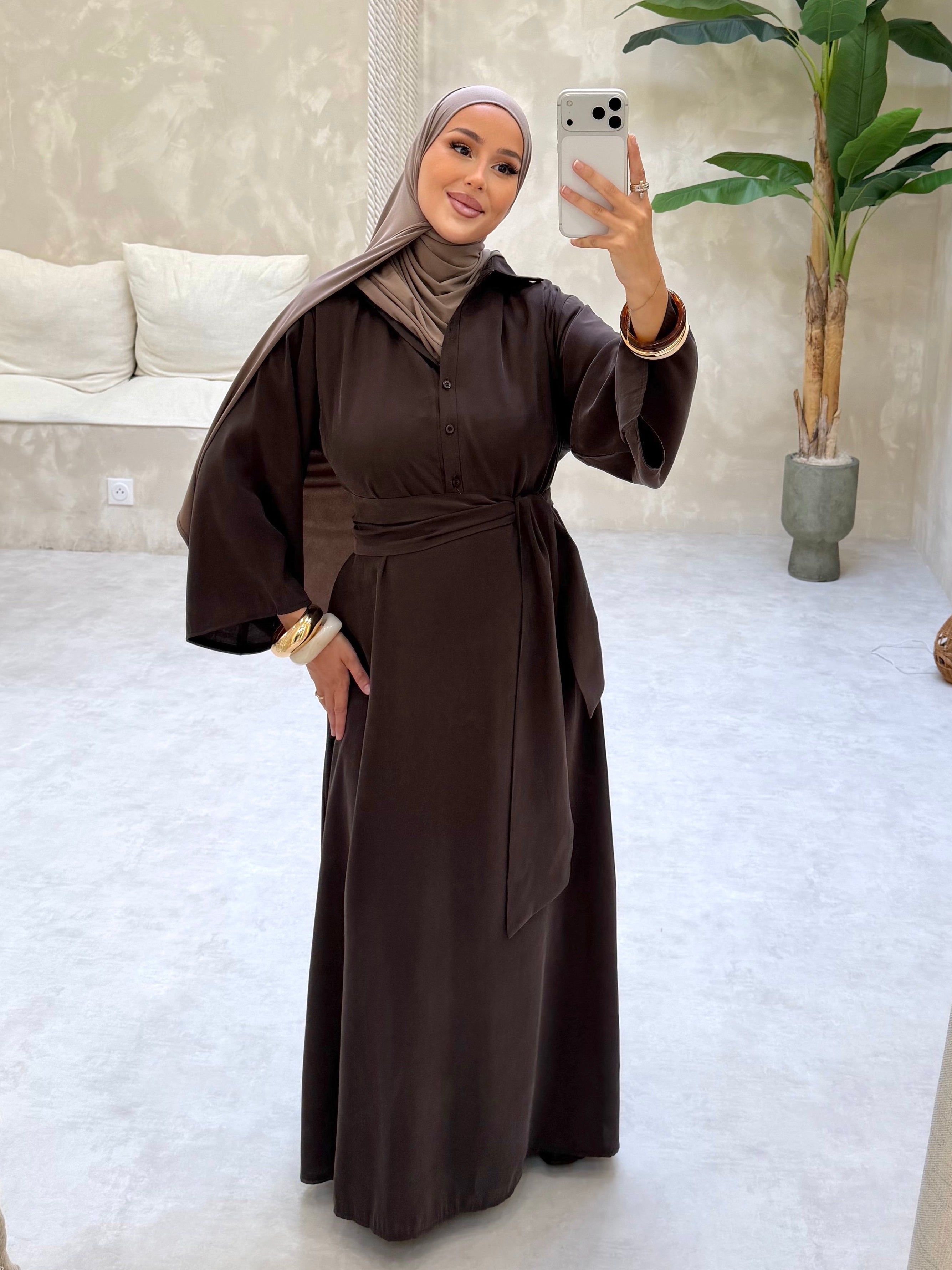Robe chemise - marron foncé
