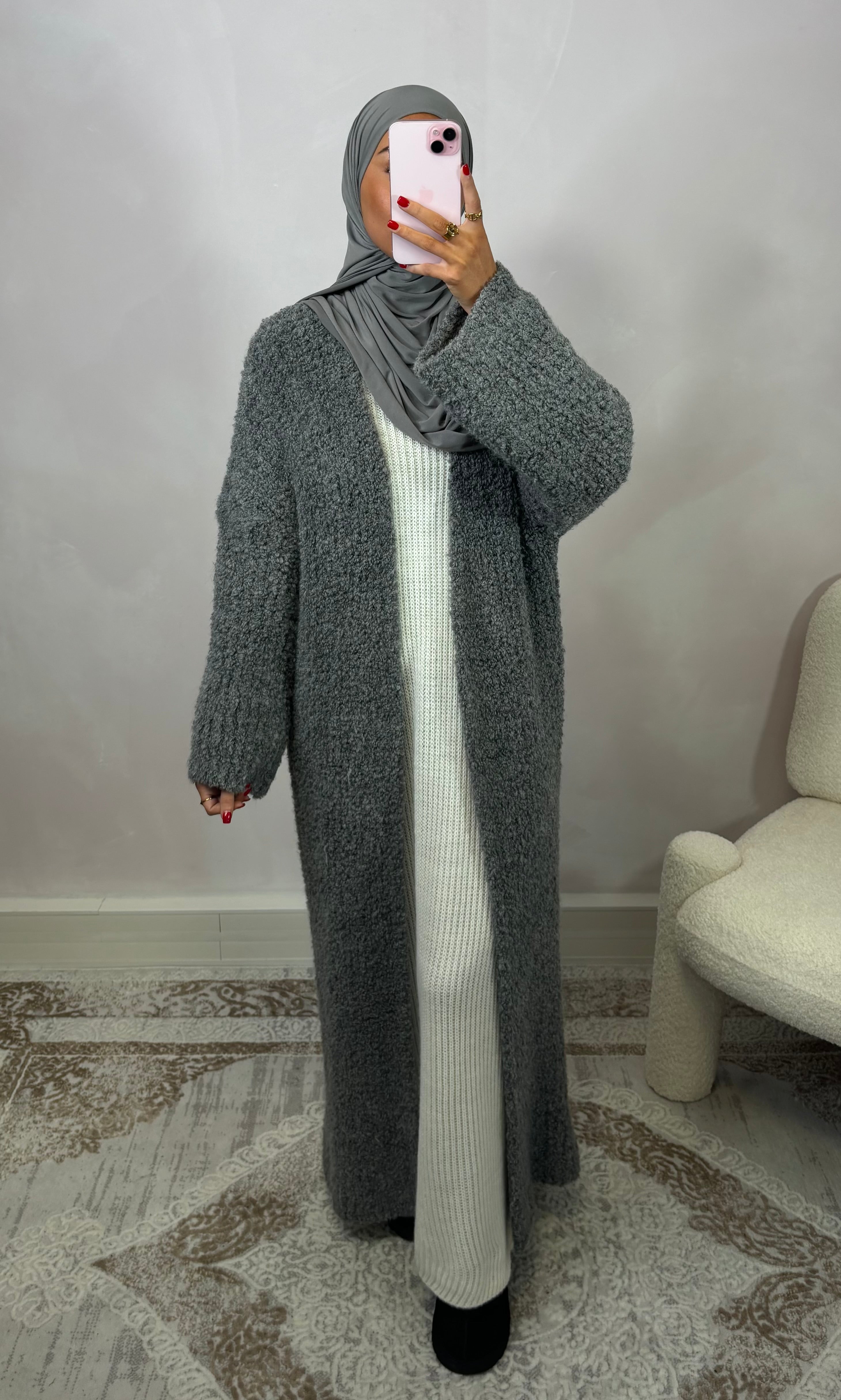 Premium long cardigan - gray