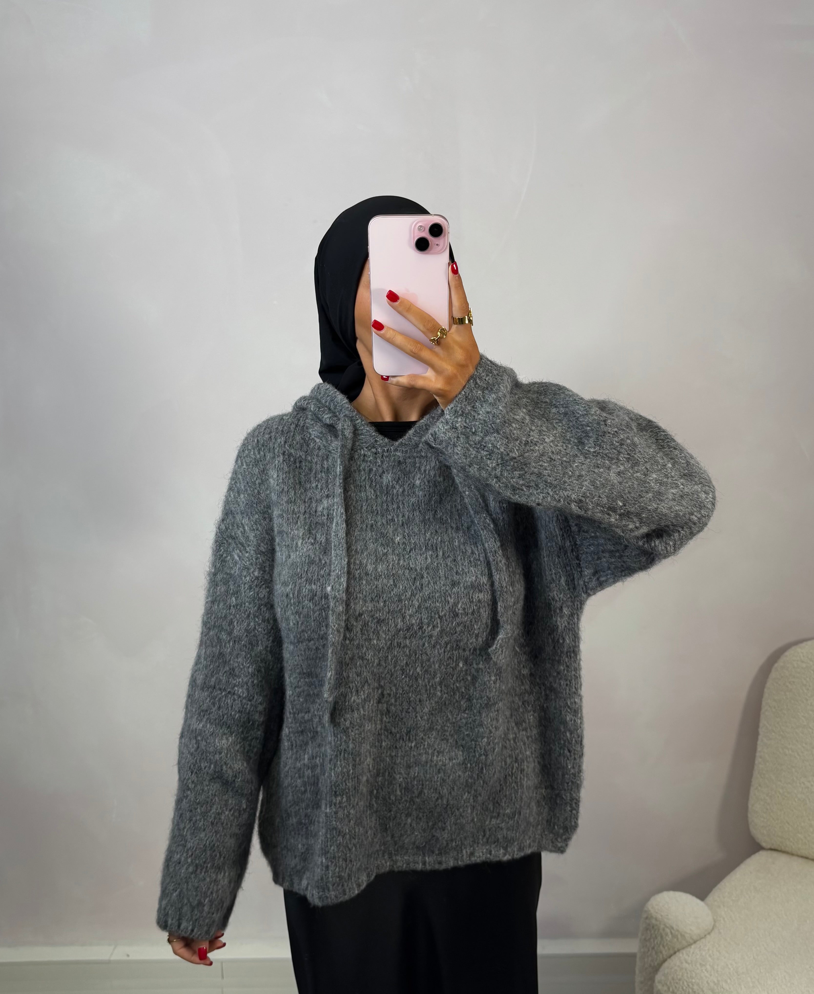 Knitted sweatshirt - anthracite gray