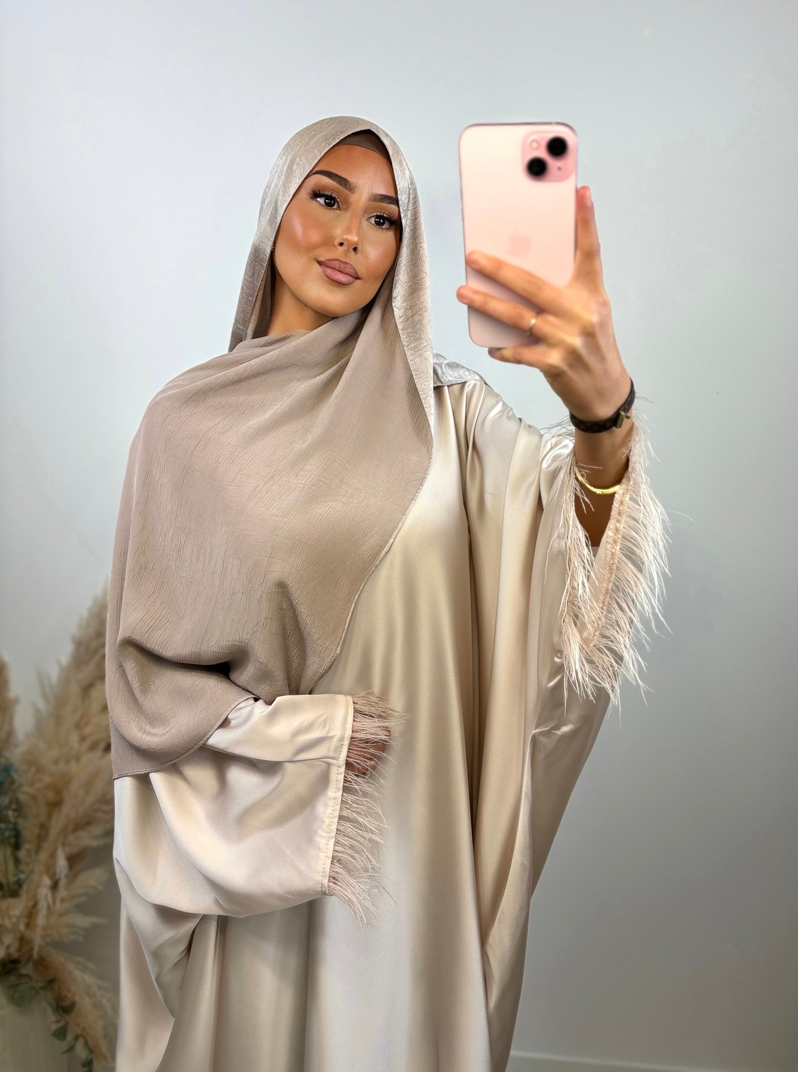Reversible satin veil - taupe