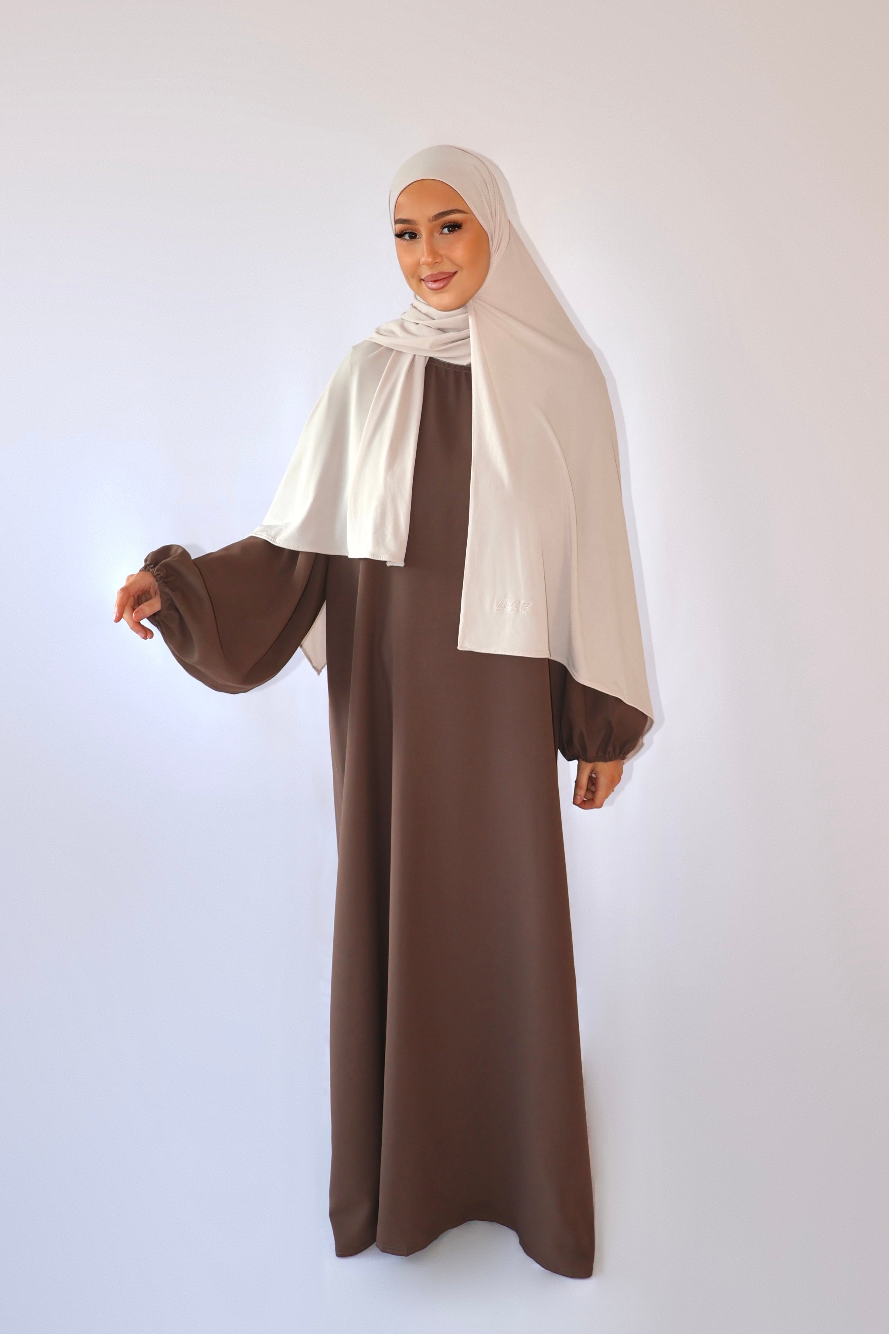 Abaya manche ballon - taupe foncé